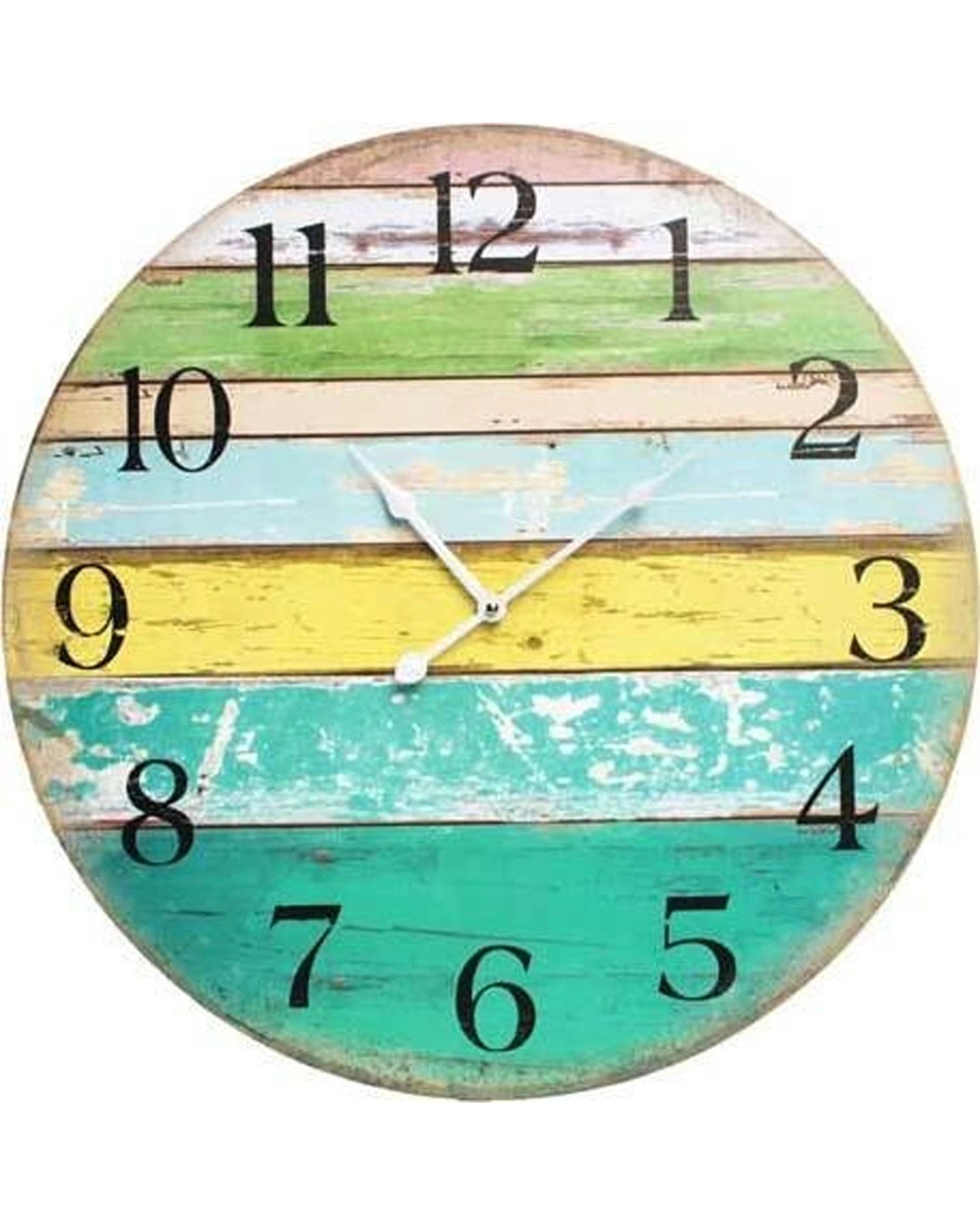 1 LVD Weathered Wood Coastal Coloured Board Home Decor Wall Clock 58cm - Multi, 1 of 3