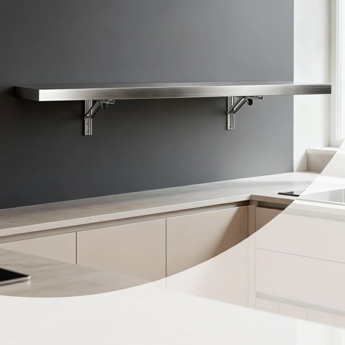 2 Cefito 1200mm Foldable Stainless Steel Wall Shelf Kitchen Storage Rack - Silver, 2 of 5