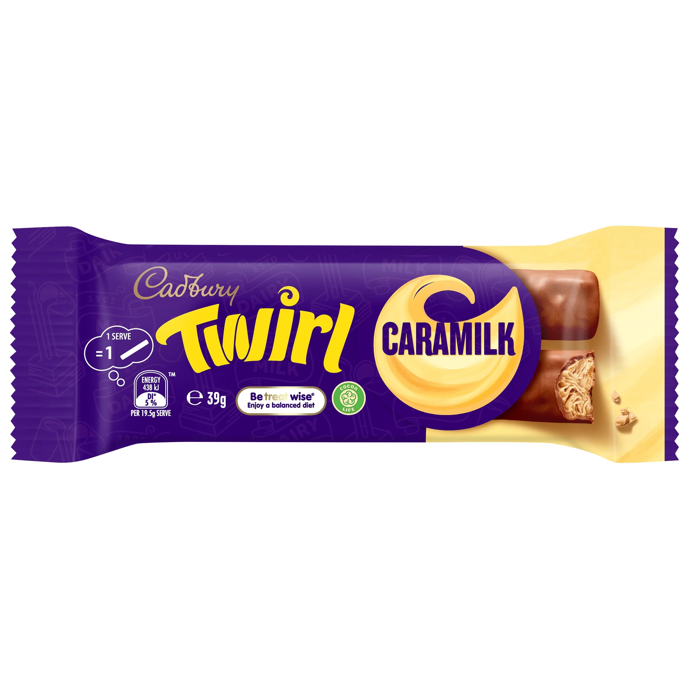 1 Cadbury Twirl Caramilk Chocolate Bar 39g, 1 of 2