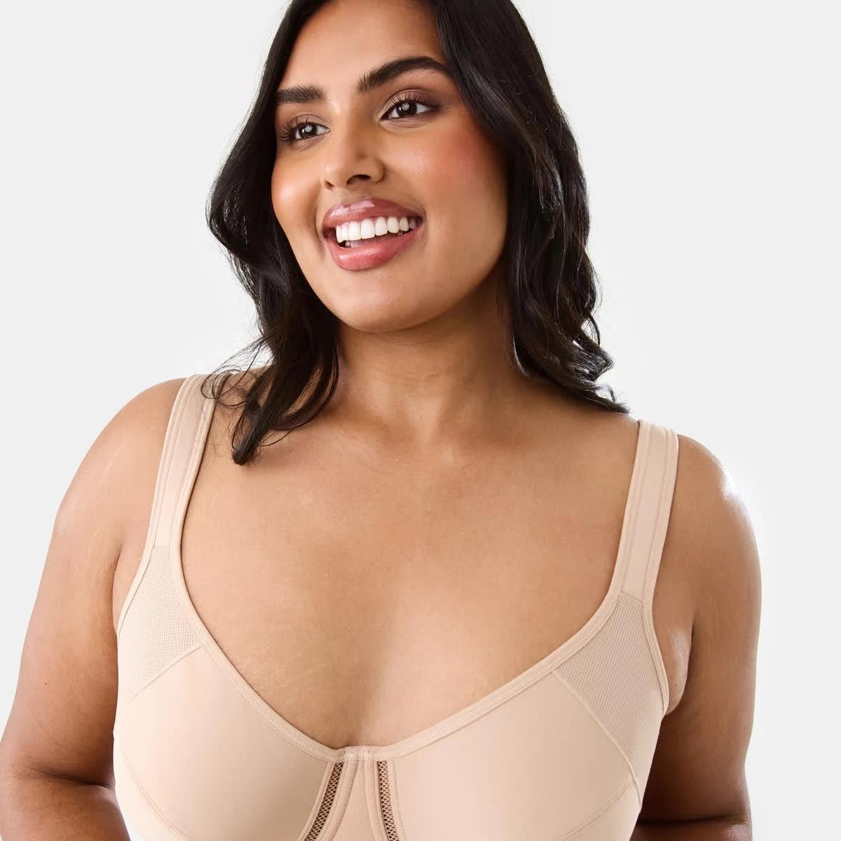 4 Full Figure Sports Underwire Soft Cup Bra LIGHT FAWN, 4 of 6