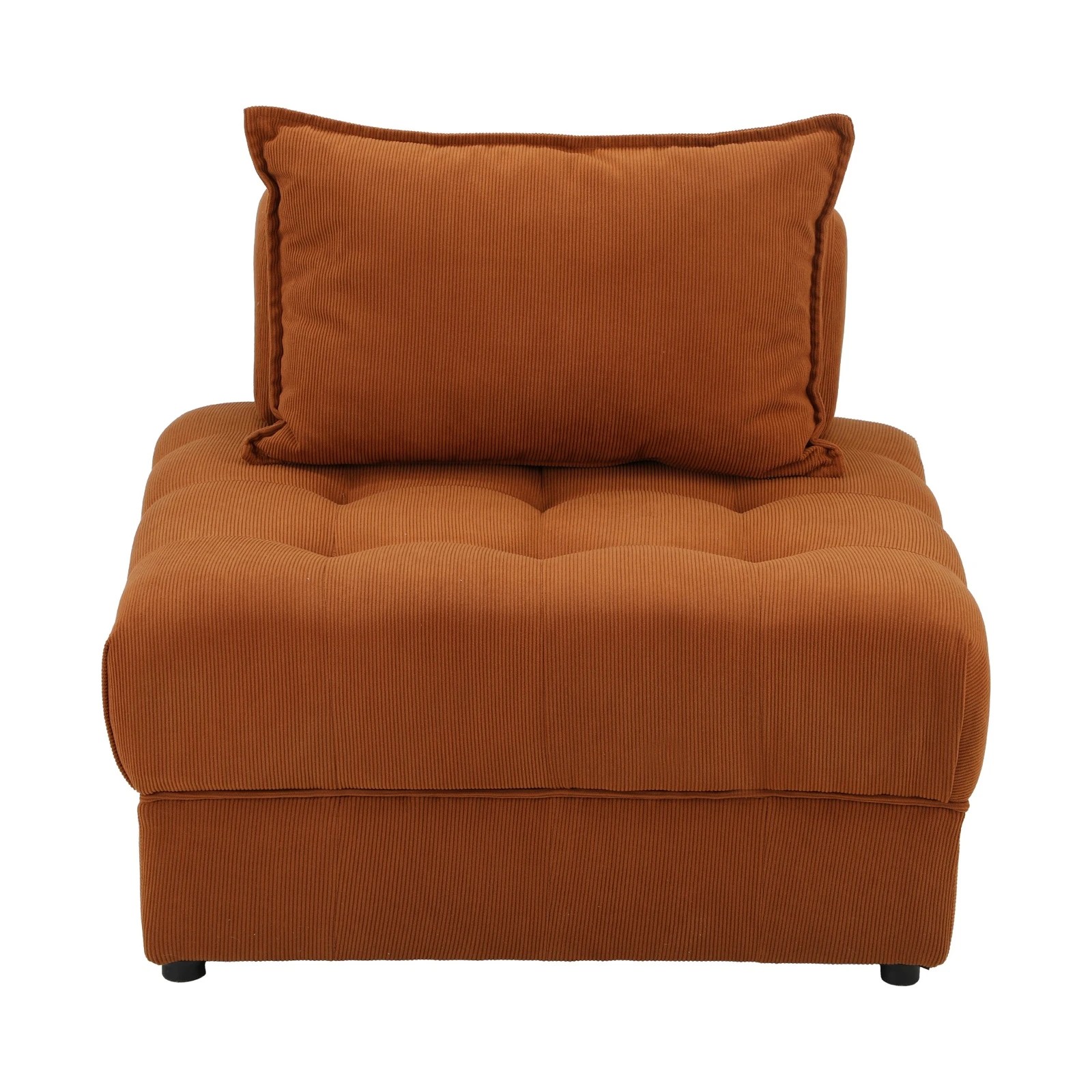 8 Oikiture 3 Seater Velvet Modular Sofa Lounge Chair Armless Tofu Back
 - Brown, 8 of 10