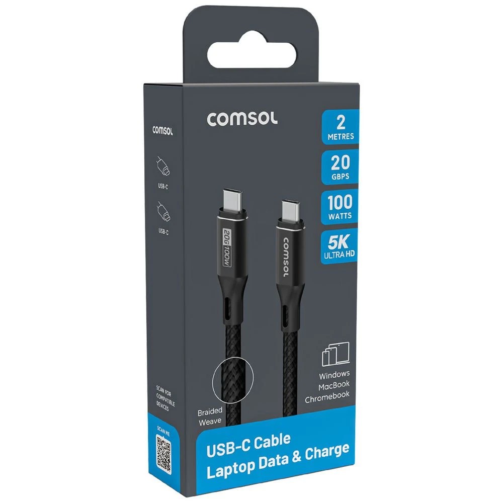 2 Comsol USB-C Cable 20Gbps 2m Black, 2 of 4