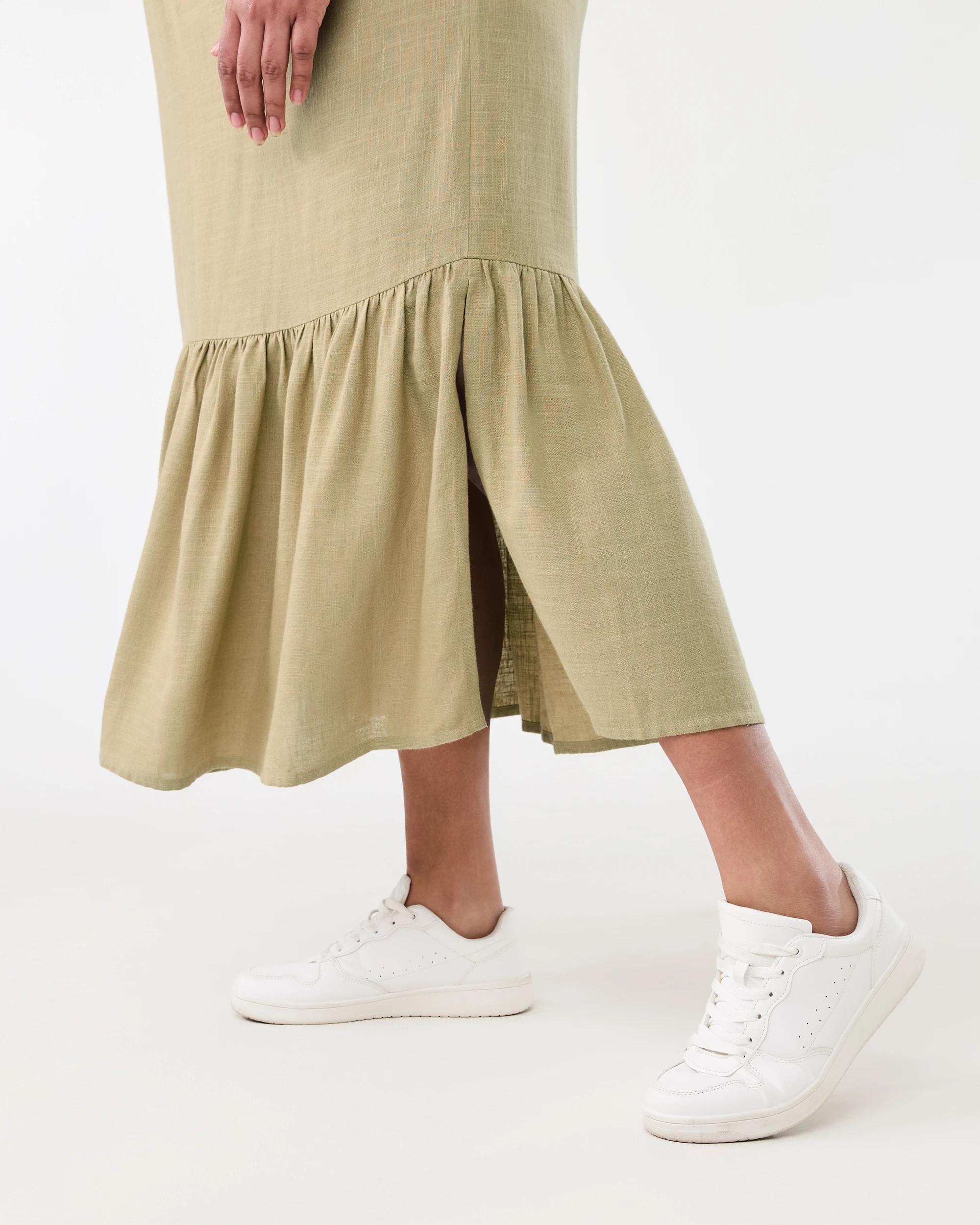 5 Curve Tiered Midi Skirt Urban Grn, 5 of 5