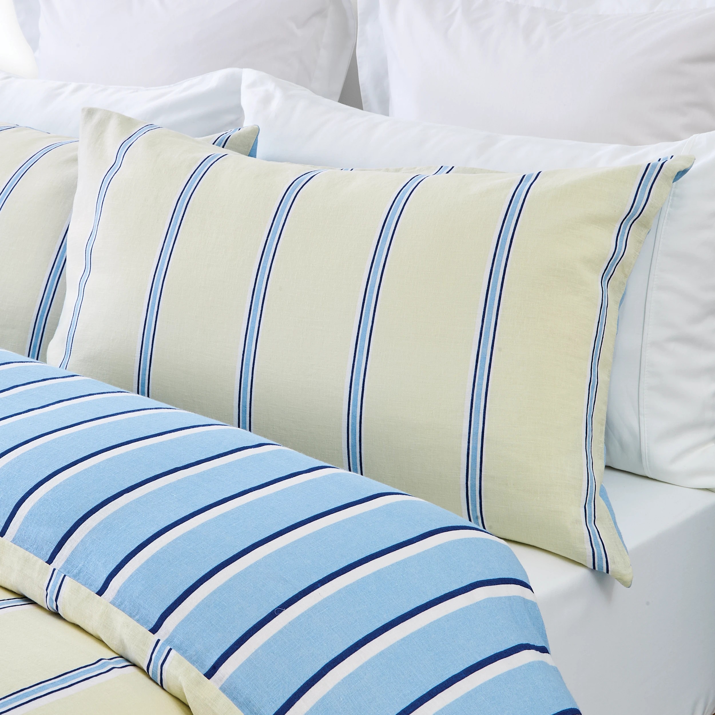 4 Stripe Linen Cotton Reversible Quilt Cover Set - Queen Bed, Butter, 4 of 9