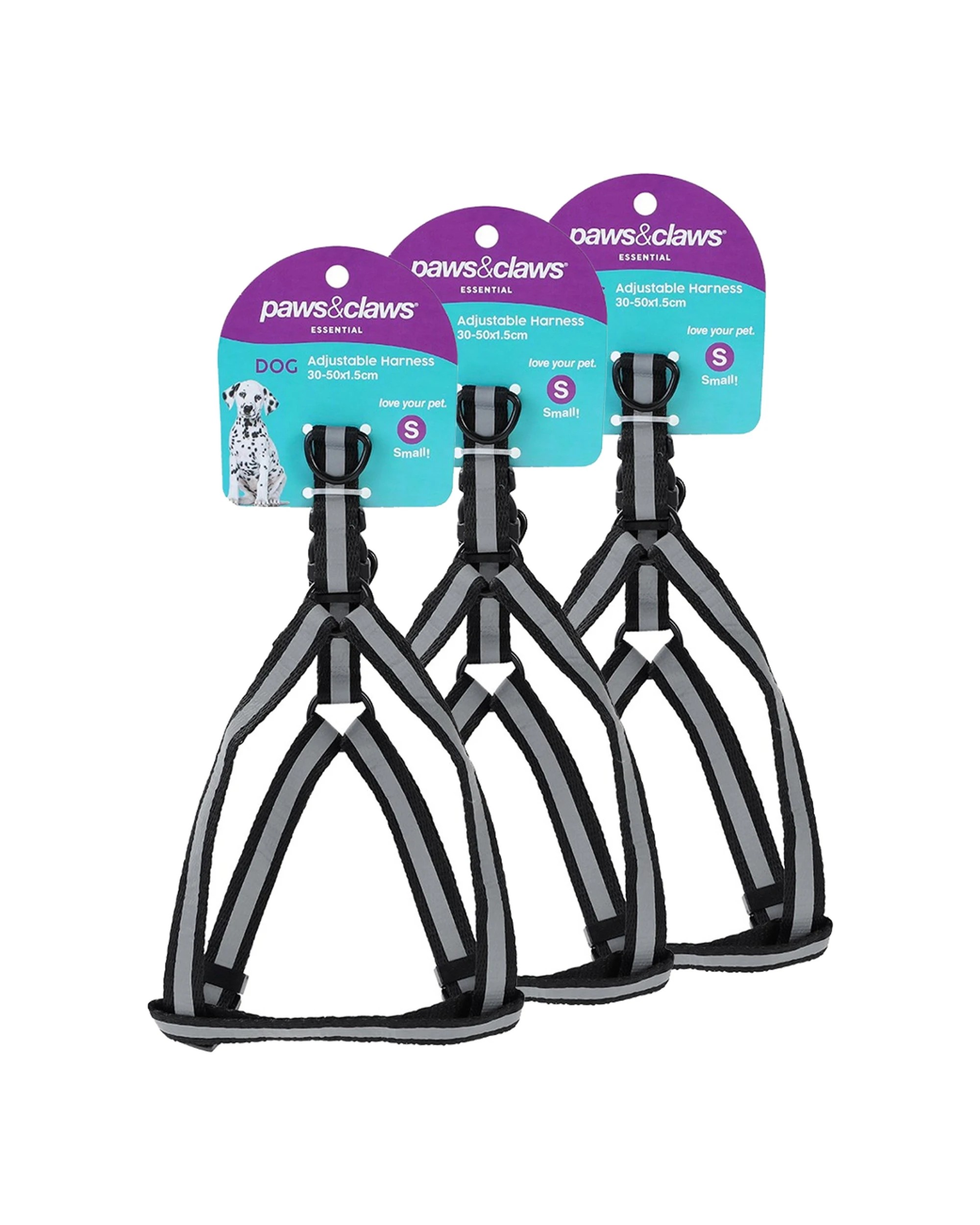 1 Paws And Claws 3pk Adjustable Pet Harness Small - Multi, 1 of 9