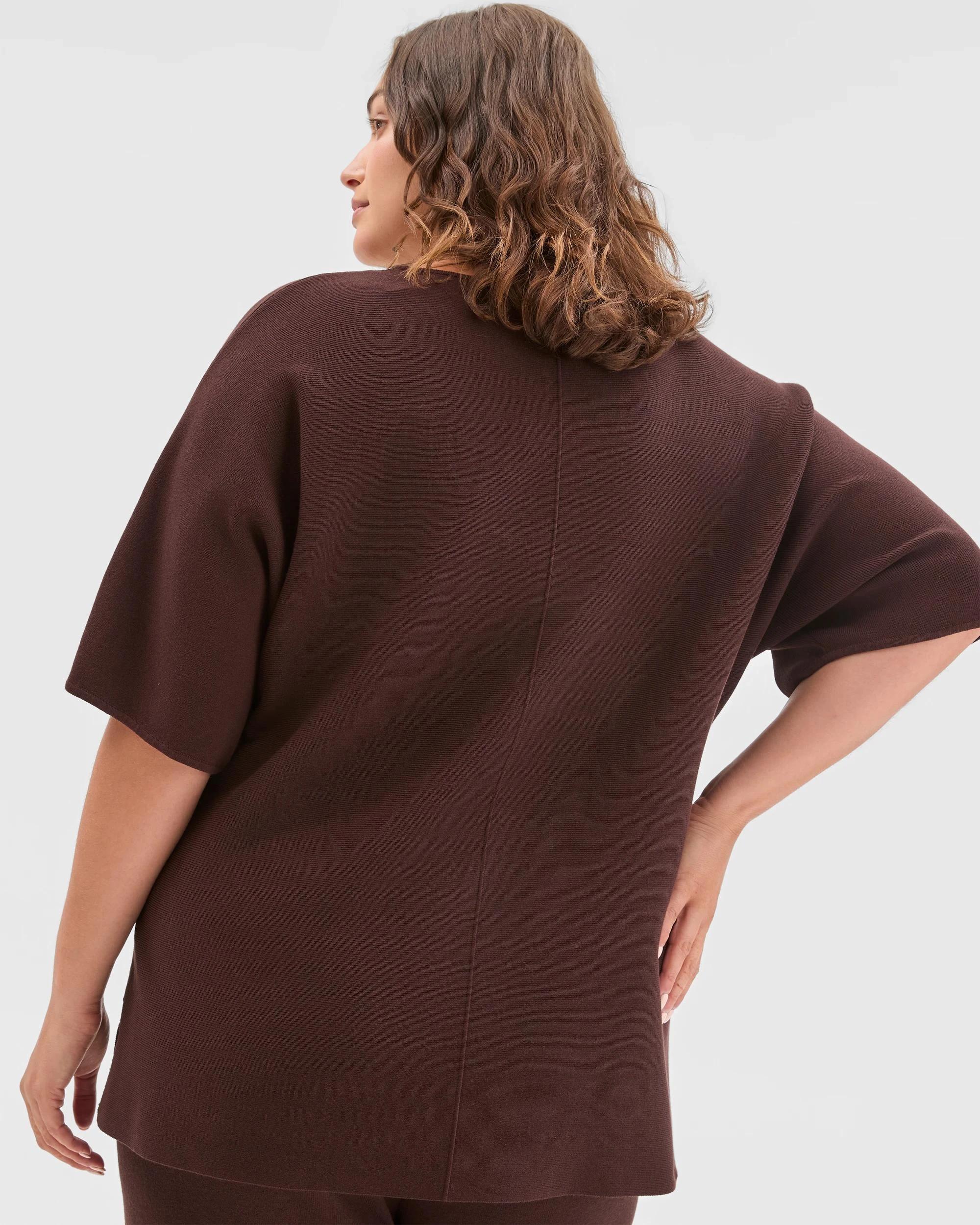 5 Target Curve Plus Size Crepe Knit Top ESPRESSO, 5 of 6