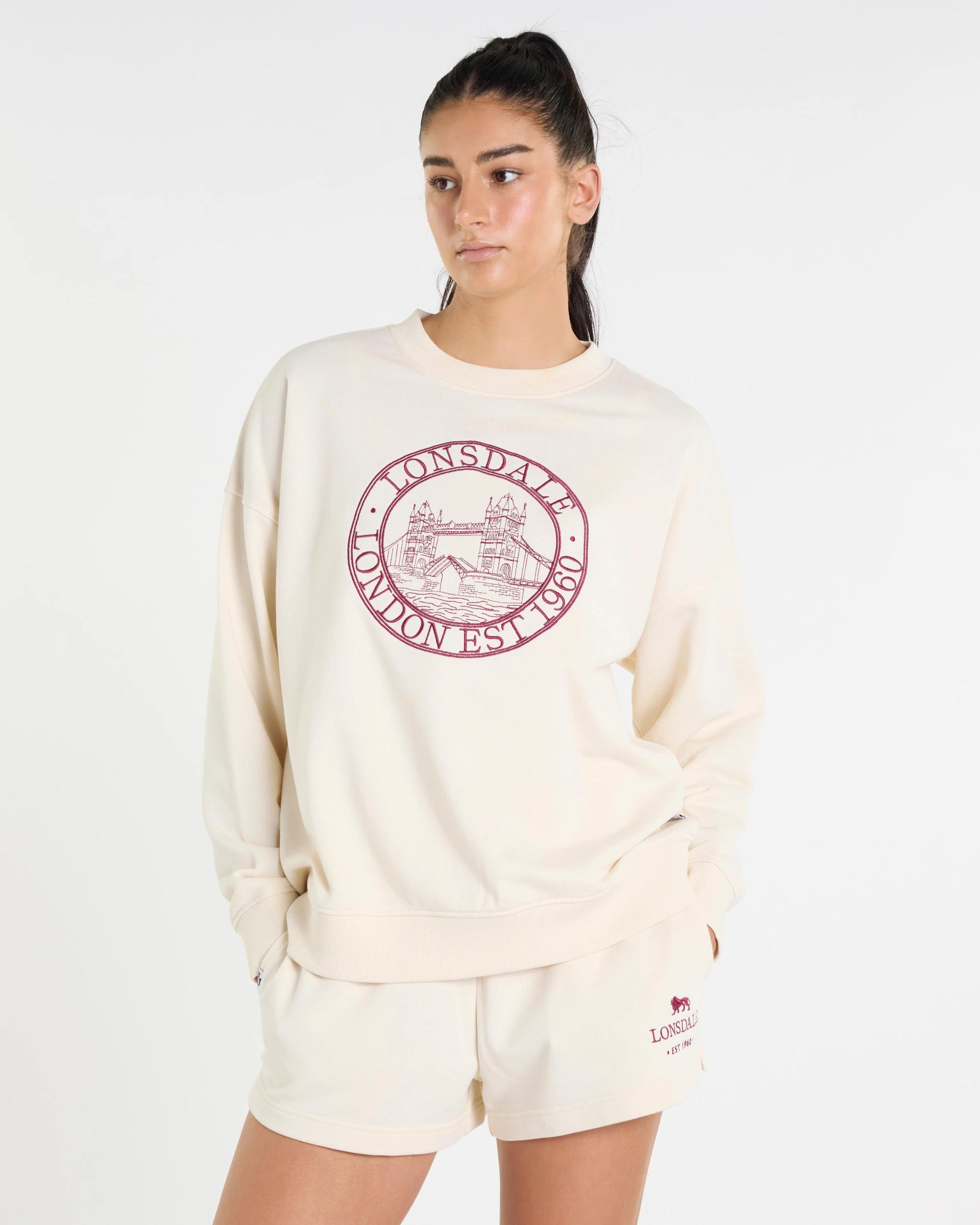 1 Boxy Heritage Sweat Jumper - Lonsdale London CREAM, 1 of 5