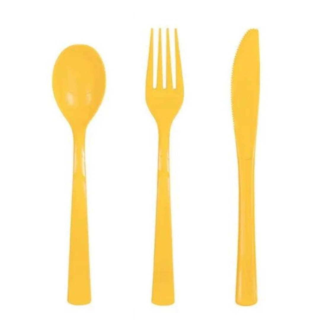 1 Unique Yellow Reusable Plastic Cutlery (Pack of 18), 1 of 2