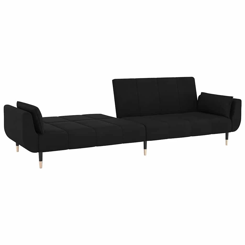 4 vidaXL 2-seater Sofa Bed With Two Pillows Velvet - Black, 4 of 8