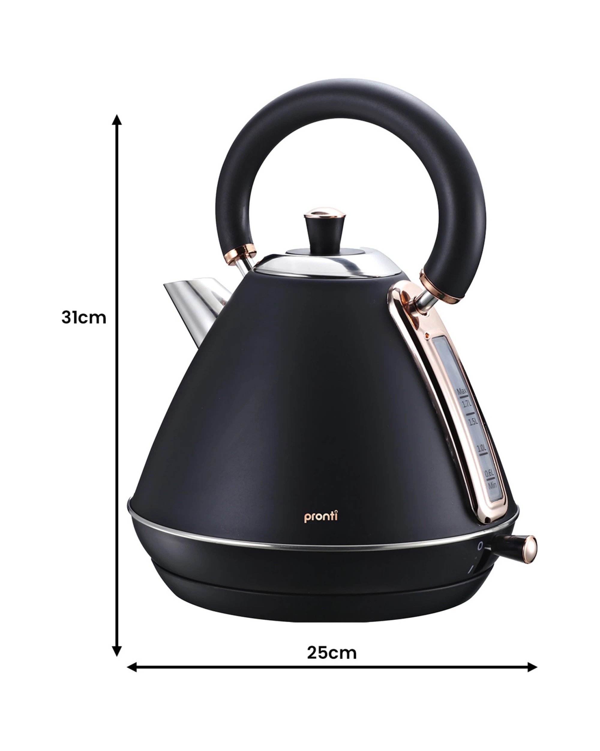 5 Pronti 3-in-1 Breakfast Set Kettle, 4-slice Toaster And Pronti Homemaid Coffee Machine Appliance Combo In Black, 5 of 10