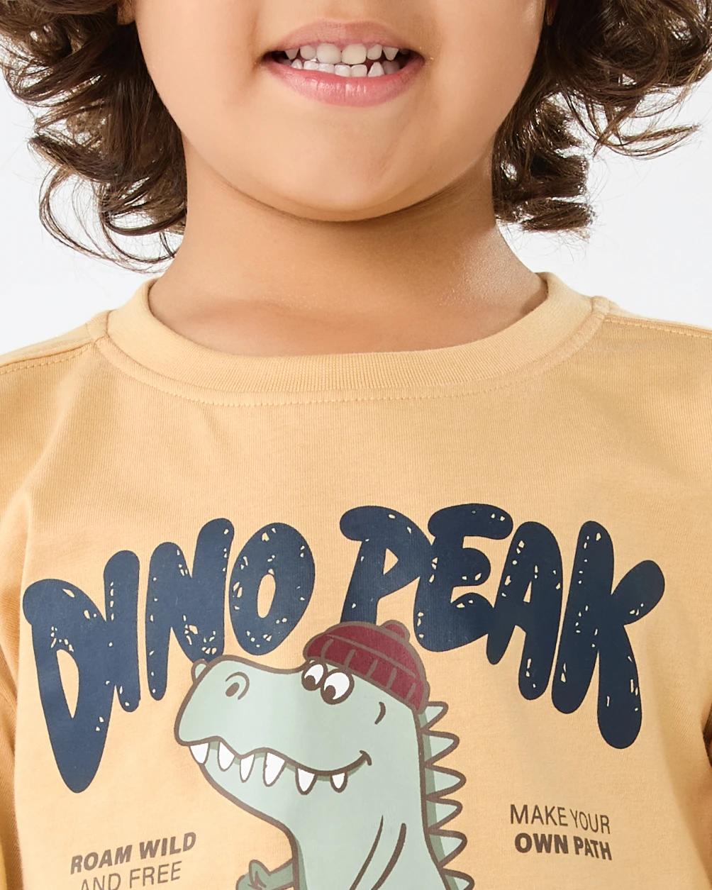 3 Long Sleeve Print T-shirt Yel Dino, 3 of 6