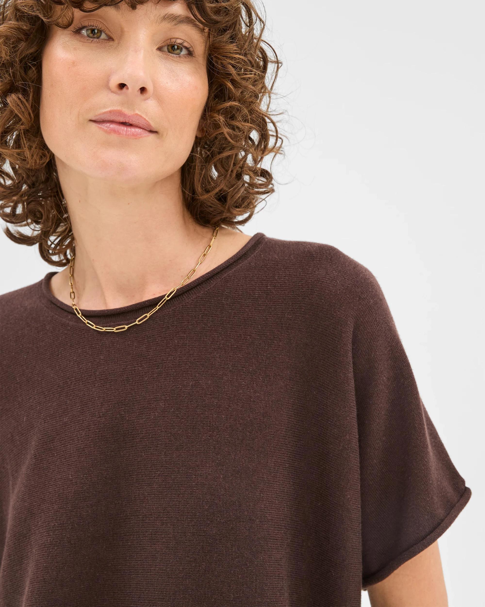 4 Target Australian Cotton Blend Rolled Knit T-Shirt BRUNETTE, 4 of 6