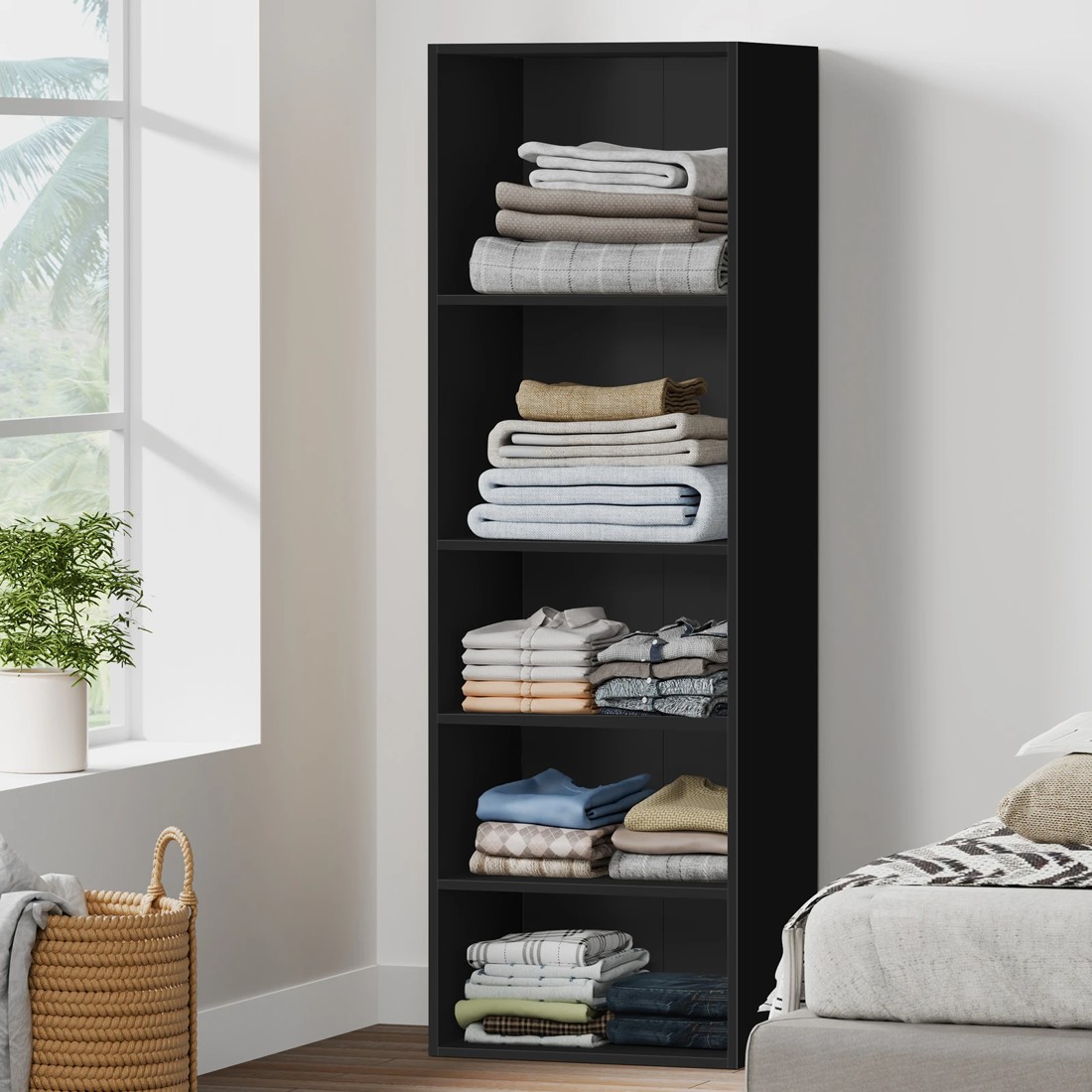 8 Alfordson Wardrobe Clothes Storage Cabinet Closet Organizer 5 Shelves - Black, 8 of 10