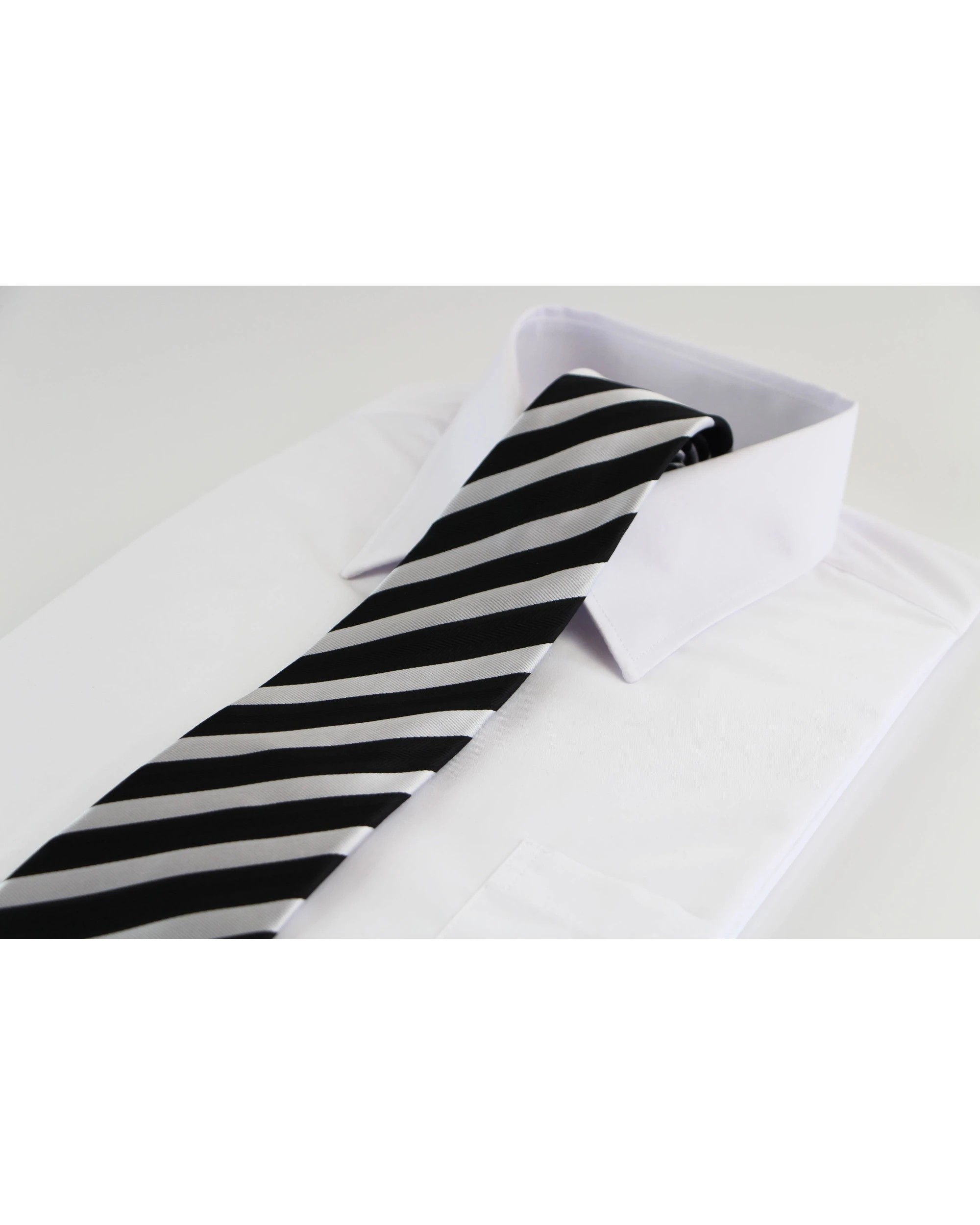 1 Zasel Mens Black & Grey Striped Patterned 8cm Neck Tie - Multi, 1 of 3