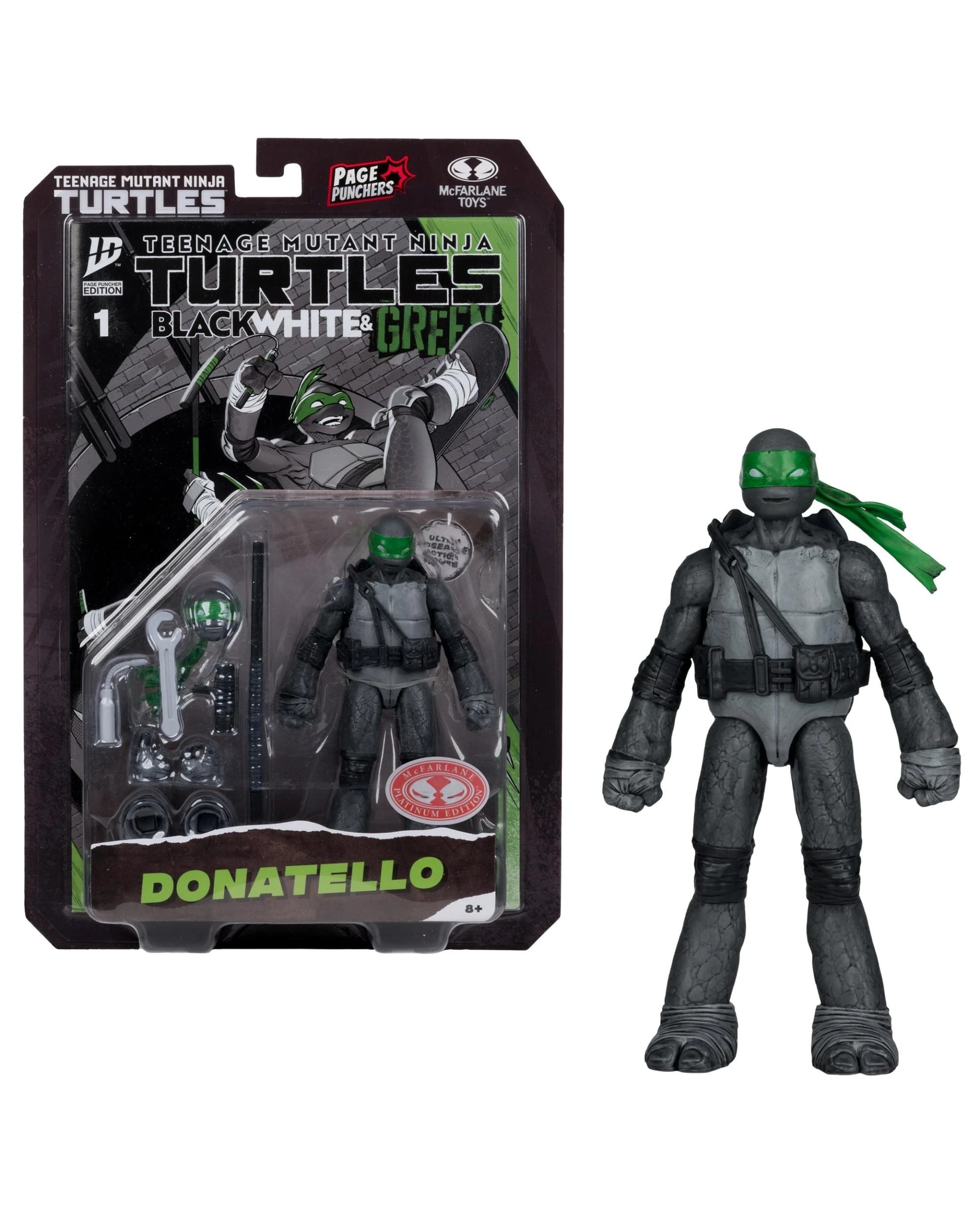 1 Teenage Mutant Ninja Turtles Donatello Black White and Green Page Punchers Red Platinum Edition 5 inch Figure With Comic, 1 of 9