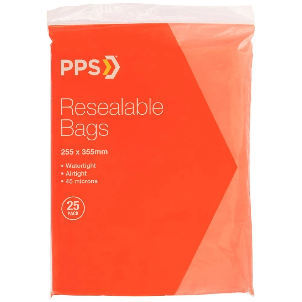 1 PPS 255 x 355mm Resealable Bags 25 Pack, 1 of 3