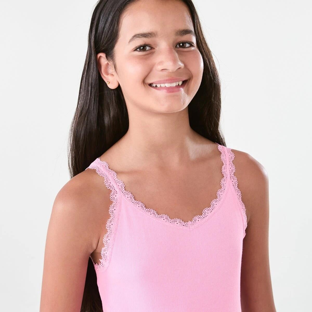3 Lace Trim Singlet Pris Pink, 3 of 8