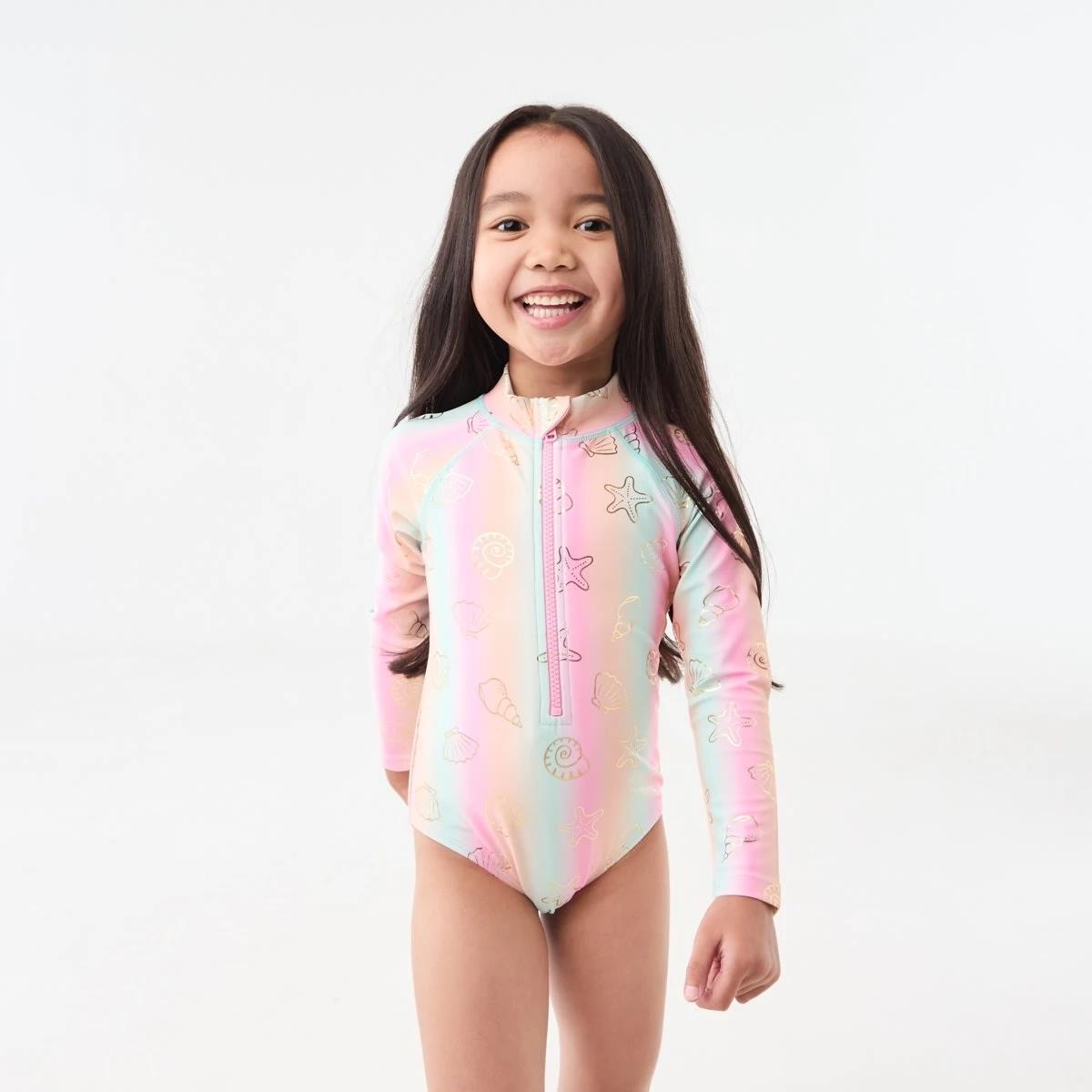 1 Long Sleeve One Piece Swimsuit Mlt Shells, 1 of 6