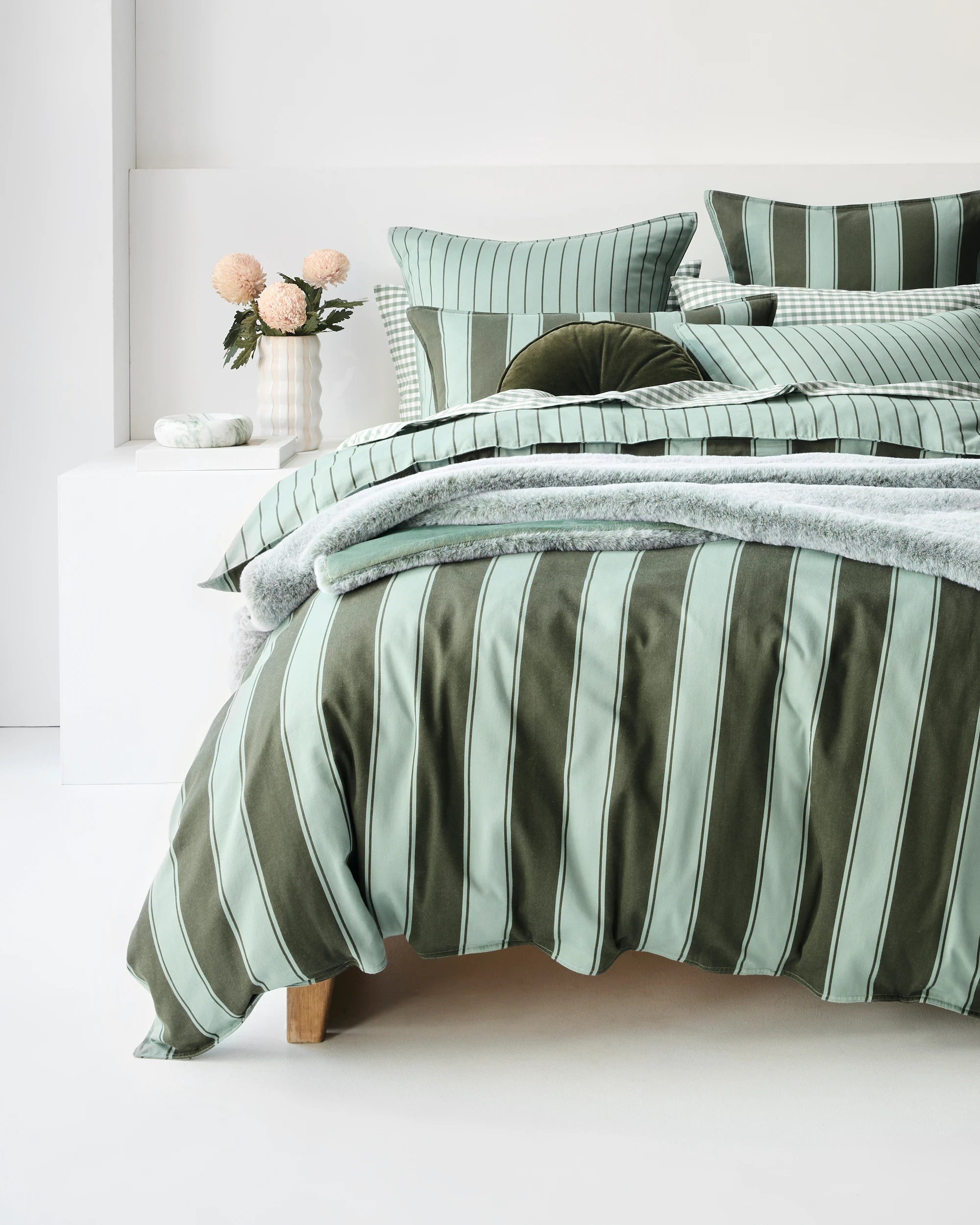 1 Target Rayne Stripe Quilt Cover Set - Super King Bed - Green, 1 of 10