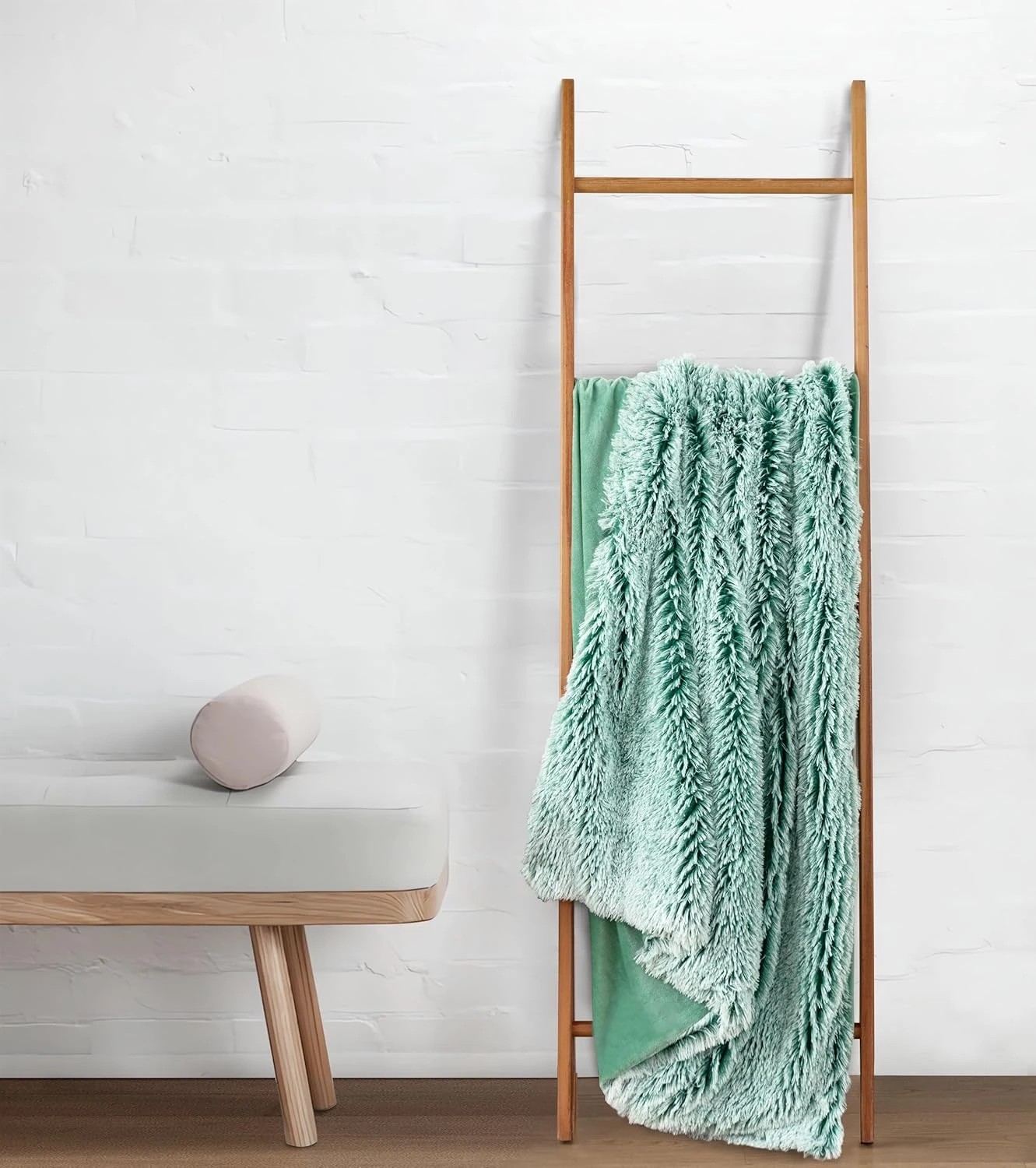 2 Gioia Casa Double-Sided Faux Fur Shaggy Throw Blanket Soft Warm Plush - Emerald Green, 2 of 4