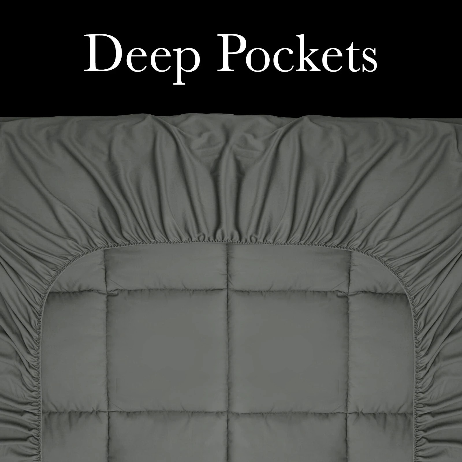 9 Royal Comfort Bamboo Blend Topper 800GSM 45cm Skirt Luxury Bedding - Single Bed - Charcoal, 9 of 10