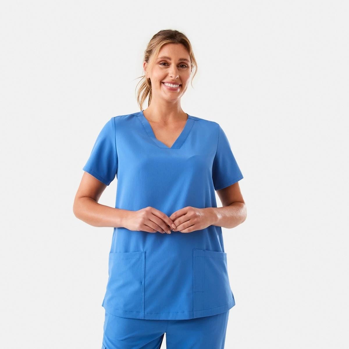1 Work Short Sleeve Scrub Top Blu Palace, 1 of 9