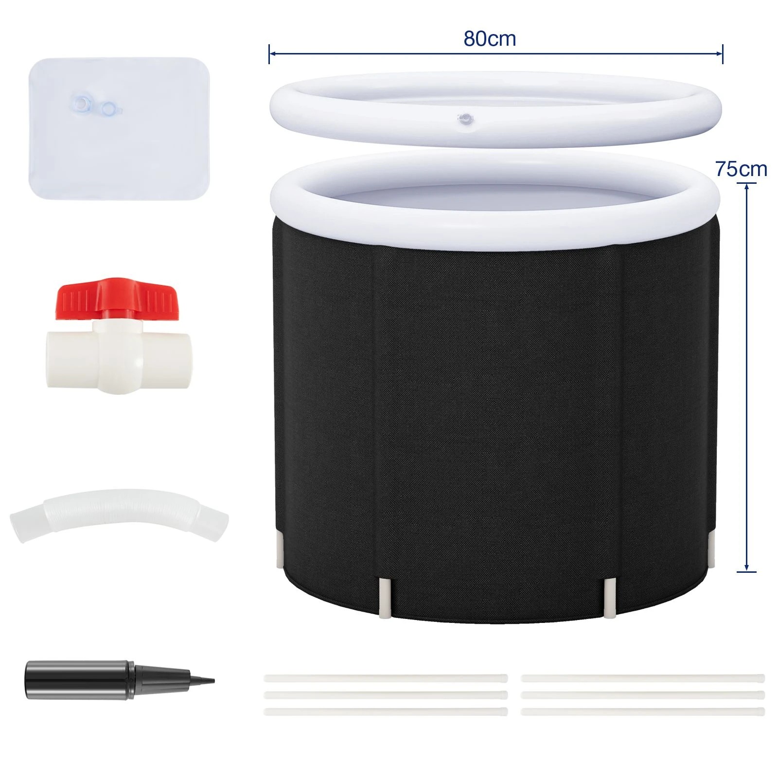 4 Costway Ice Bath Tub Inflatable Ice Plunge Tub Foldable Bathtub Spa w/Lid Athletes Cold Therapy, 4 of 4