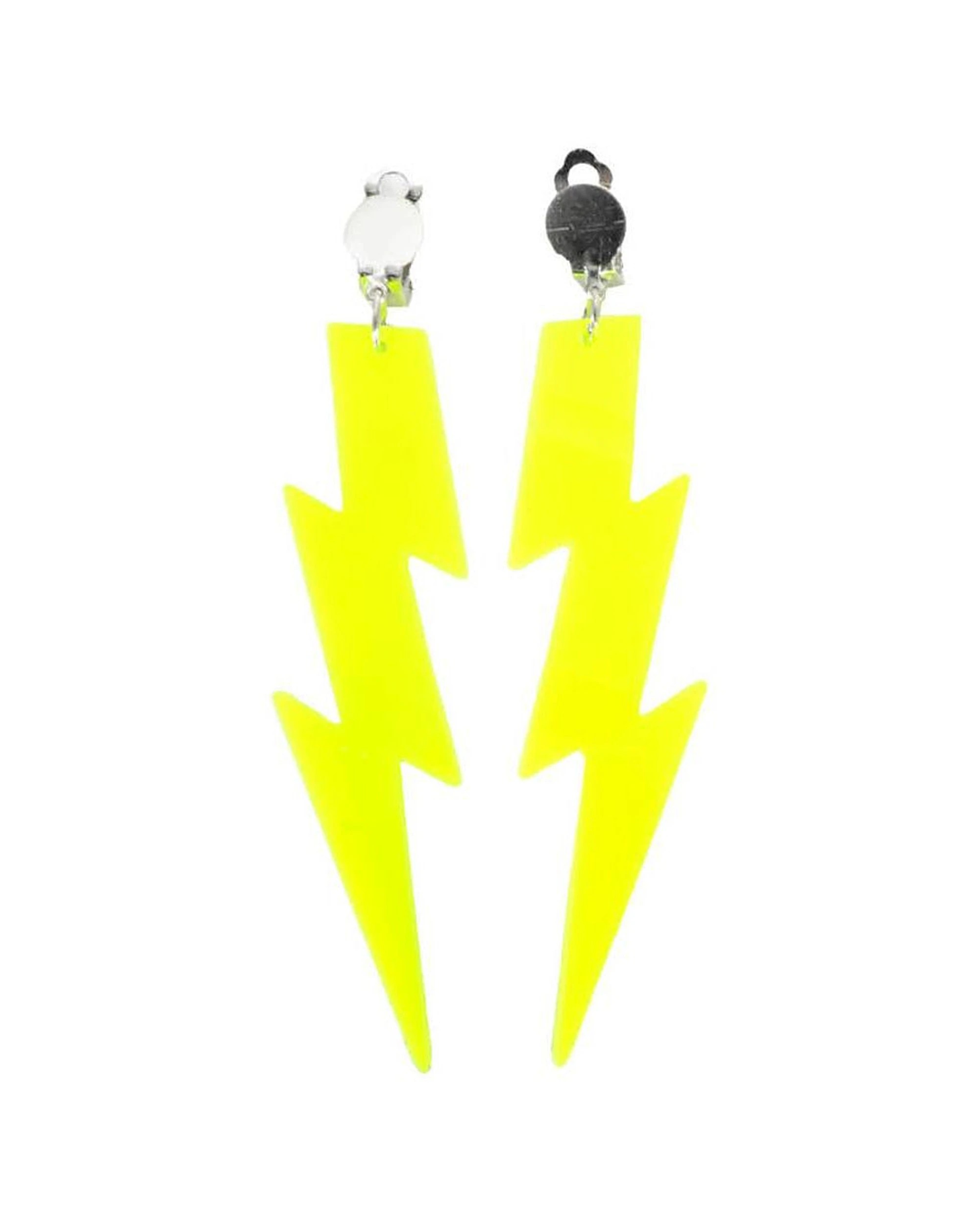 1 JD Party 80s Lightning Earrings Clip On Accessories - Yellow, 1 of 1
