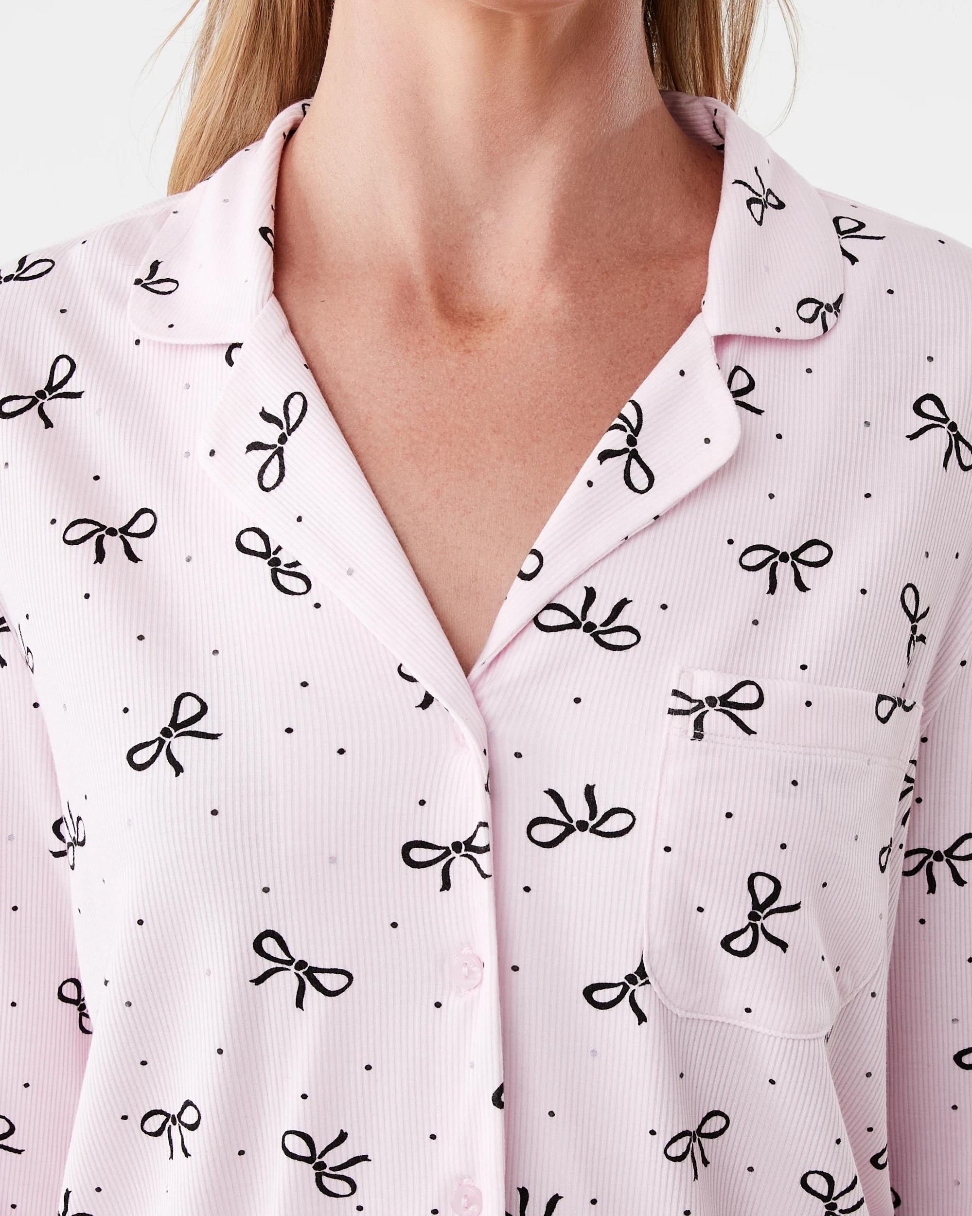 5 Long Sleeve Rib Lace Button Through Top Bow Spot, 5 of 8