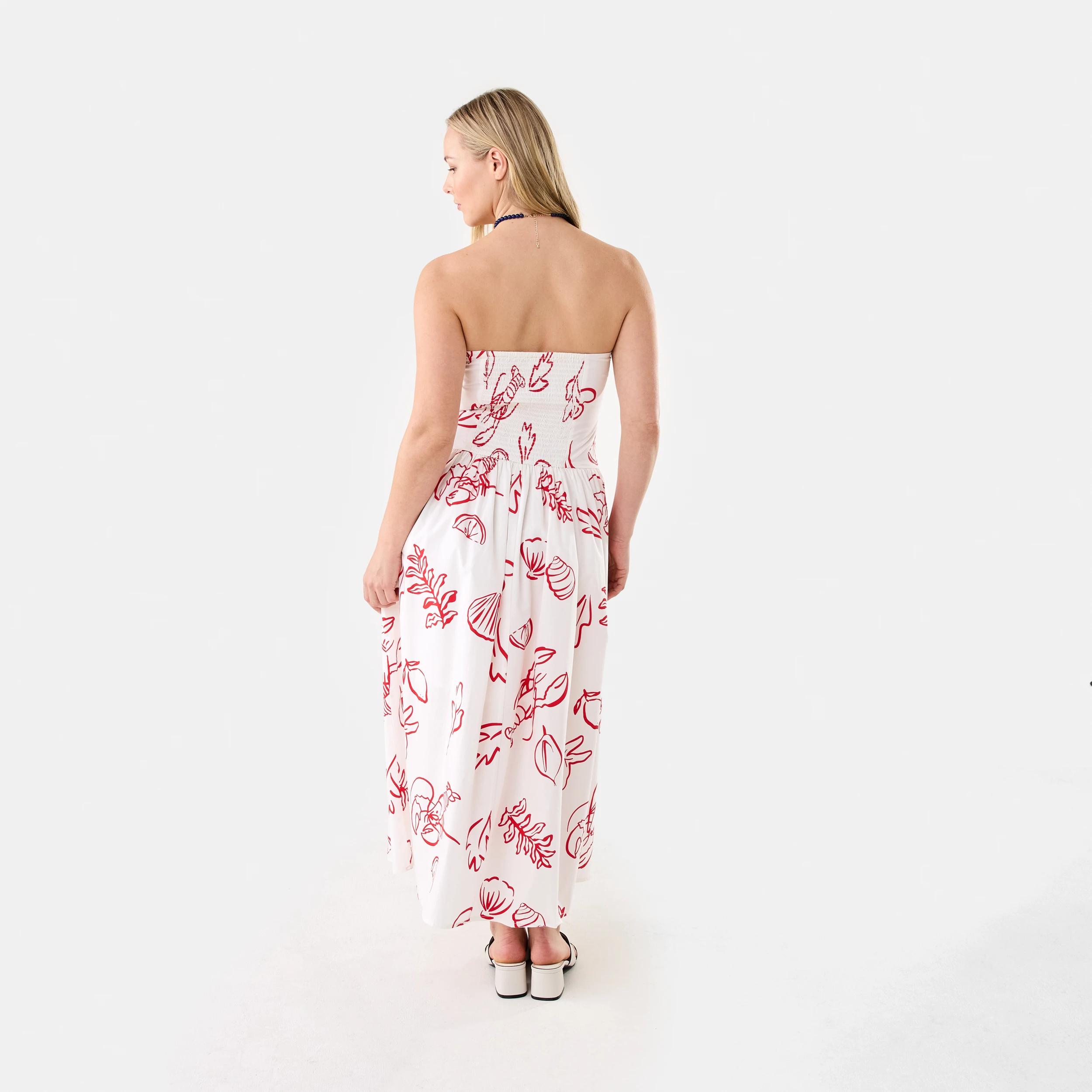 3 Strapless Ruched Midi Dress Red Vacay, 3 of 9