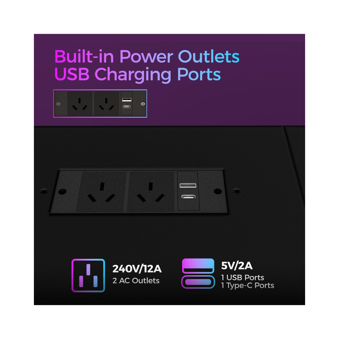 5 Advwin U Shaped Gaming Desk With Led Lights & Power Outlets Reversible 164cm Computer Desk With Bookshelf Black, 5 of 10