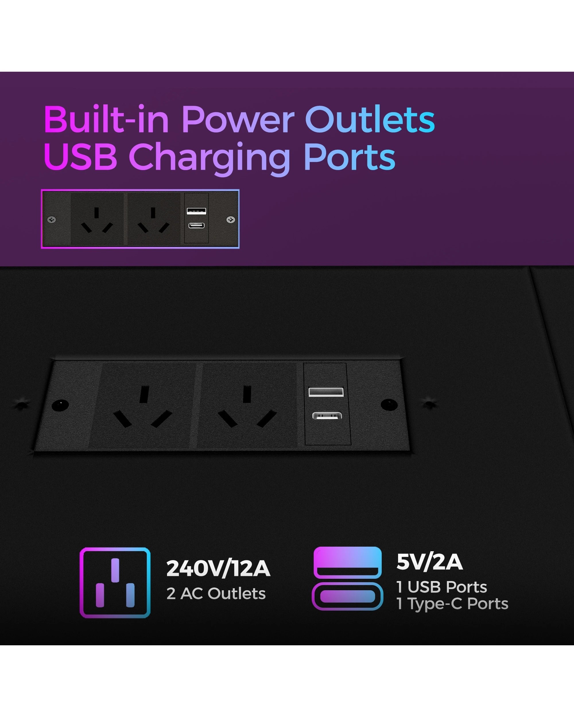 5 Advwin U Shaped Gaming Desk With Led Lights & Power Outlets Reversible 164cm Computer Desk With Bookshelf Black, 5 of 10