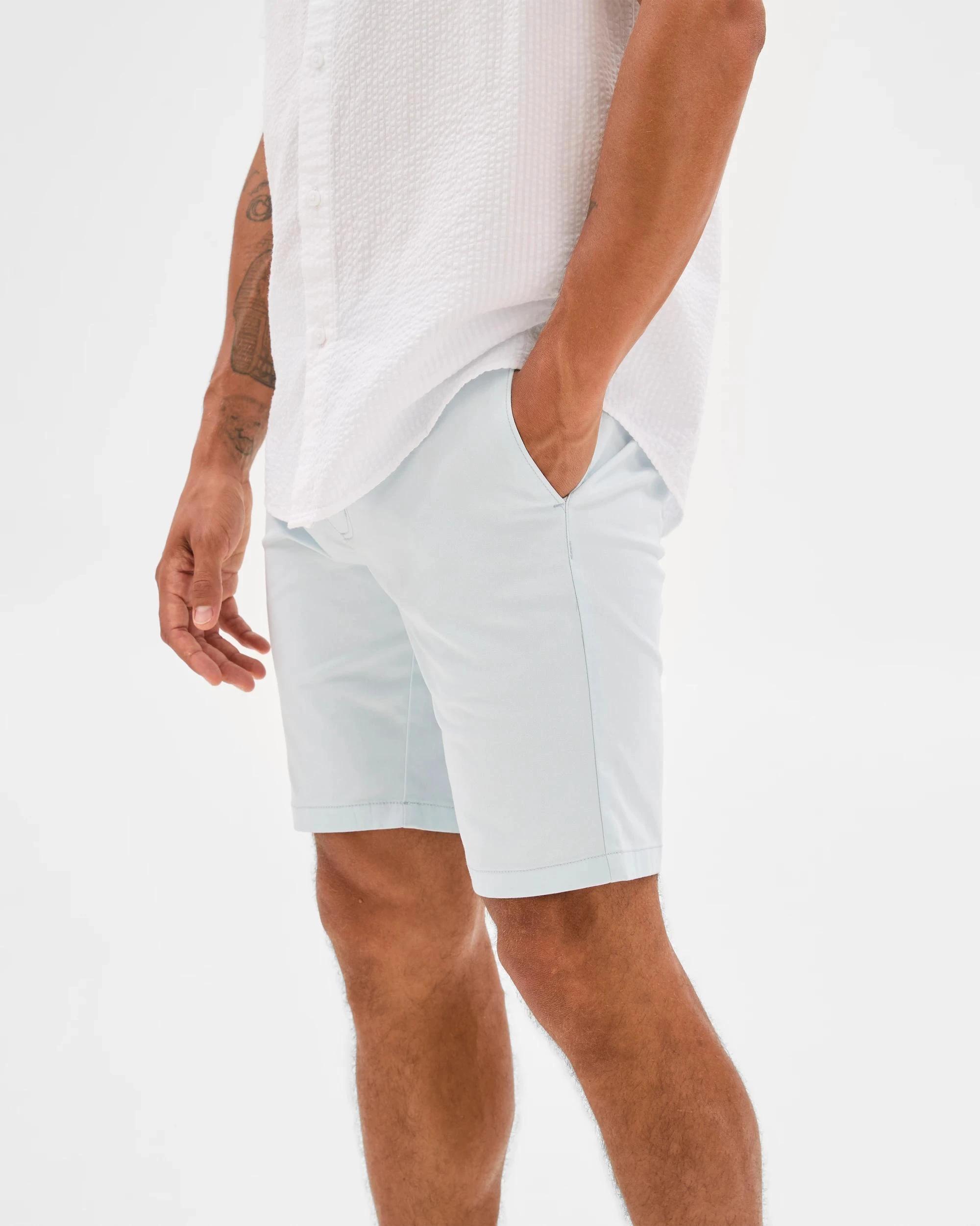 3 Target Australian Cotton Blend Slim Chino Shorts ICE BLUE, 3 of 6