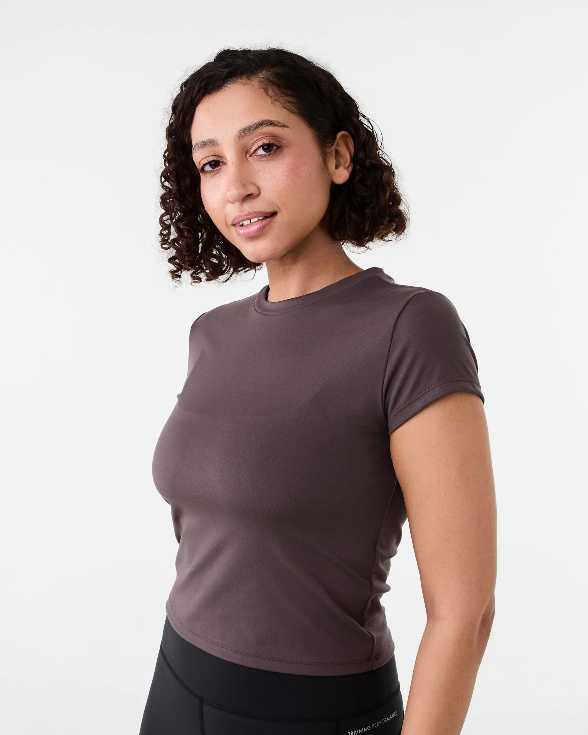 2 Active Womens Ultra Soft Crew Neck T-shirt Espresso, 2 of 5