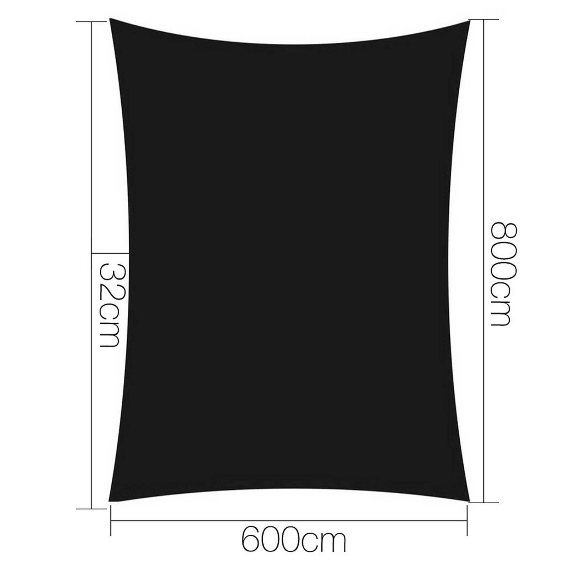 3 Instahut Shade Sail Rectangle 280GSM 98%  Shade Cloth - Black, 3 of 8