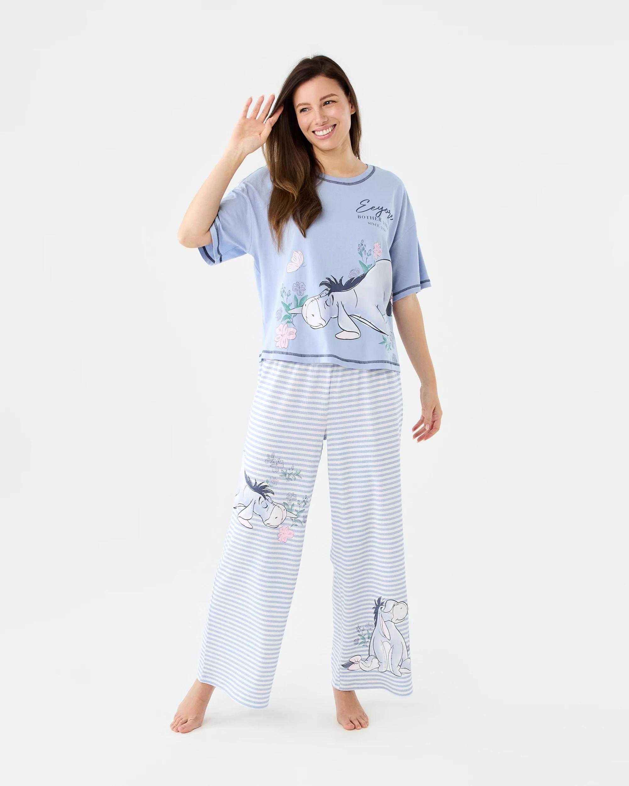 1 Eeyore License Knit T-shirt and Rib Pants Pyjama Set Eeyore Stp, 1 of 7