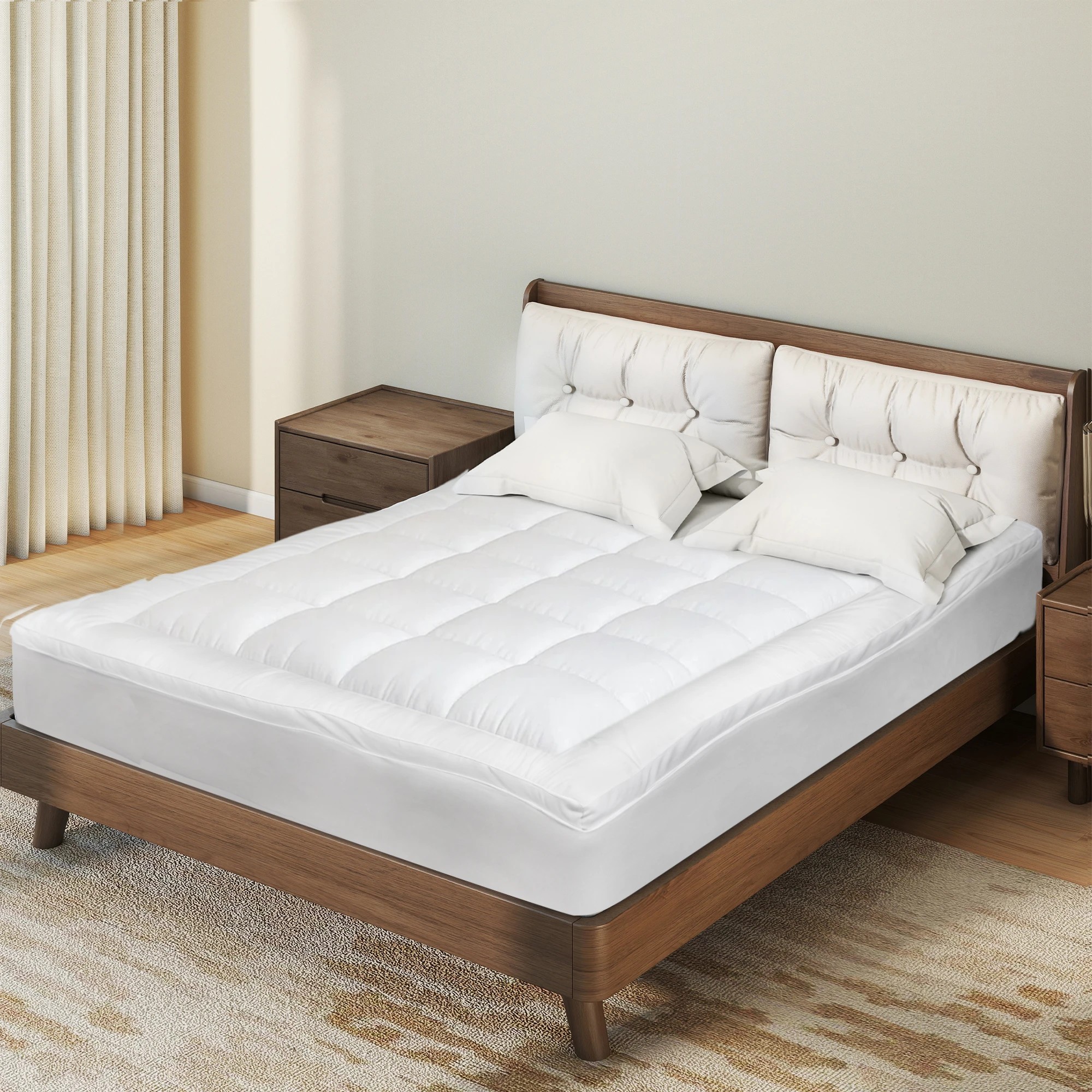 8 Dreamz Bedding Mattress Topper Pillowtop Cover Protector Machine Washable Queen, 8 of 9