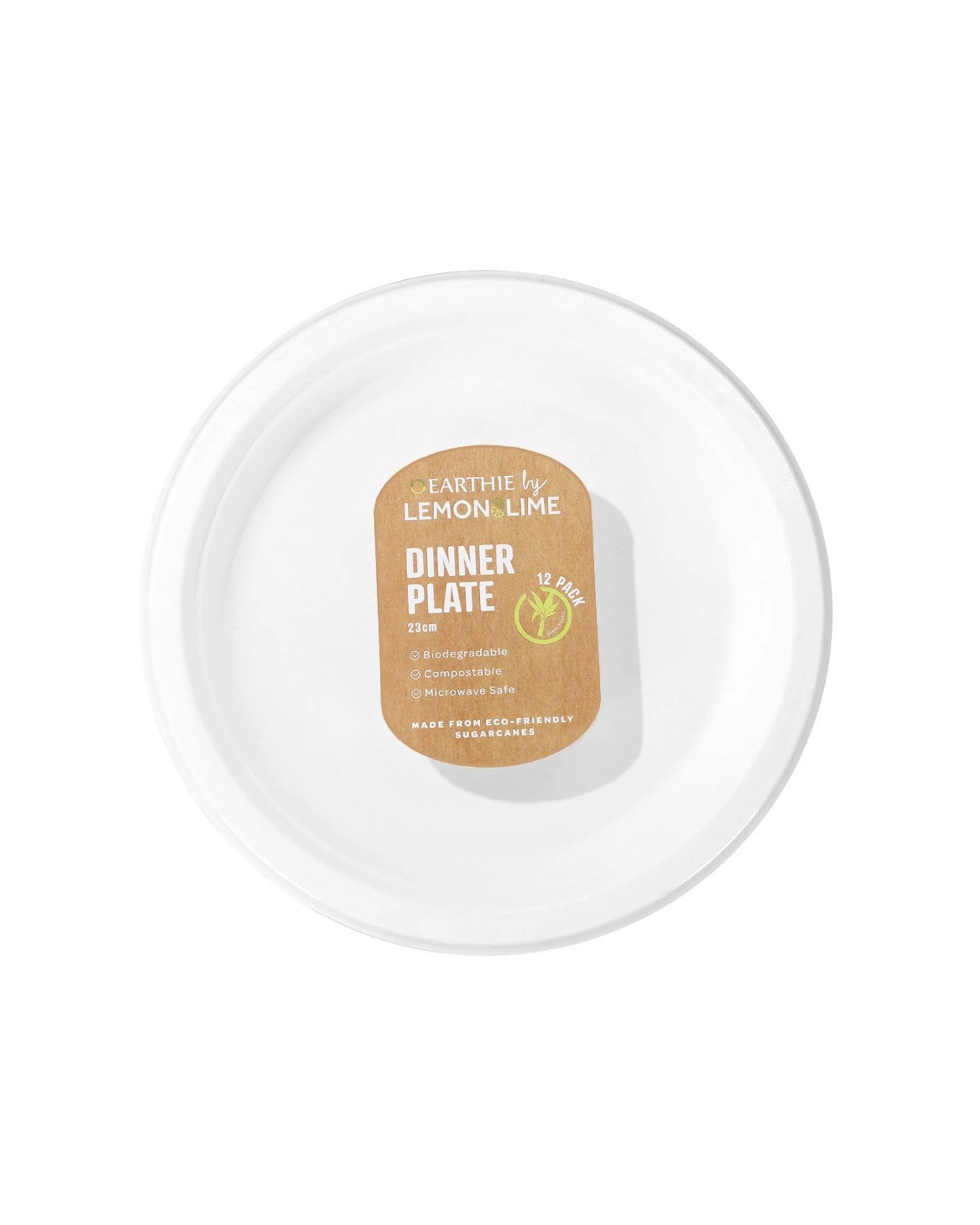 1 12pc Lemon & Lime Eco/biodegradable/compostable Disposable 23cm Dinner Plate Wht
 - White, 1 of 3