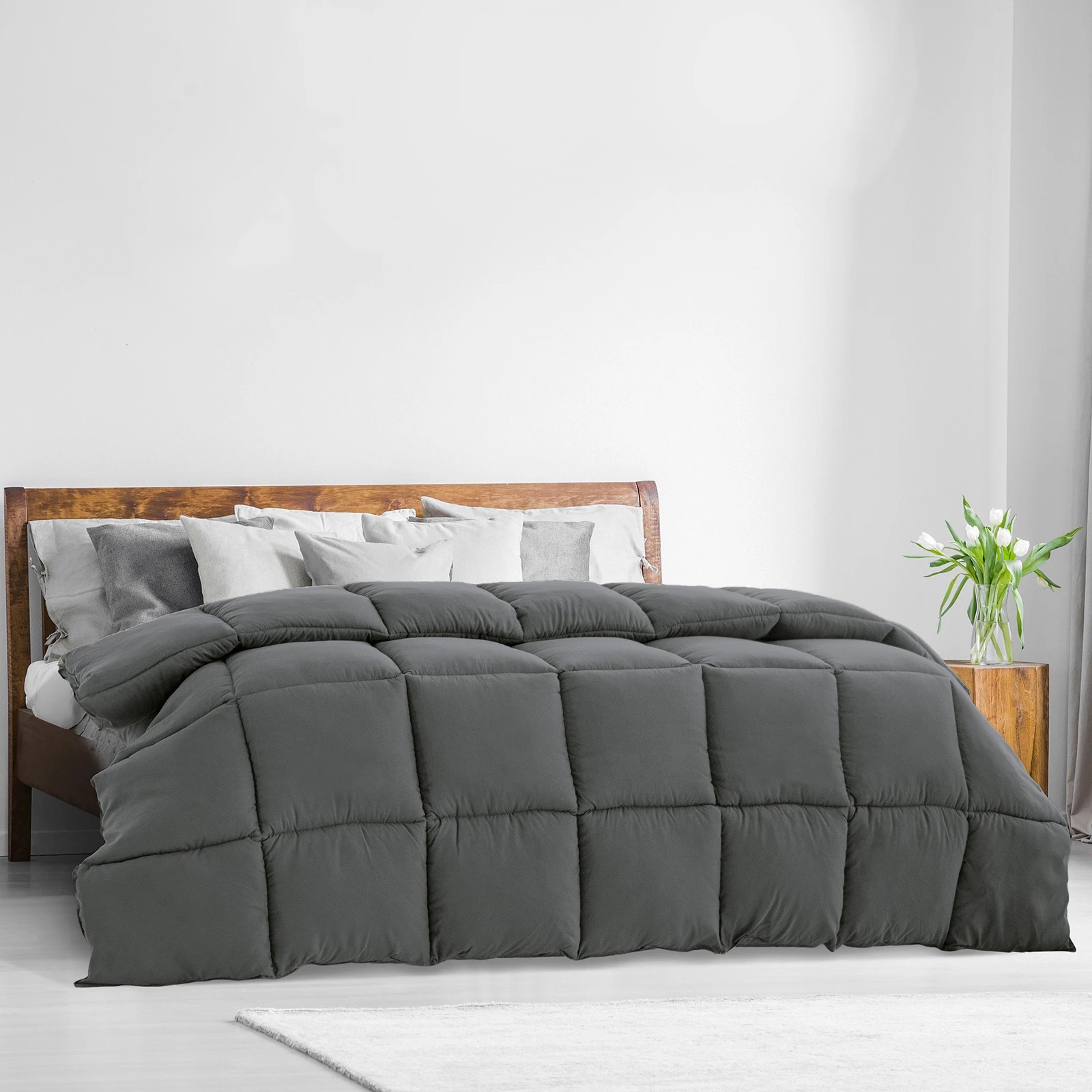 1 Royal Comfort Quilt Ultra Warm 800GSM Bamboo Blend Cover Duvet Breathable - Single Bed - Charcoal, 1 of 10