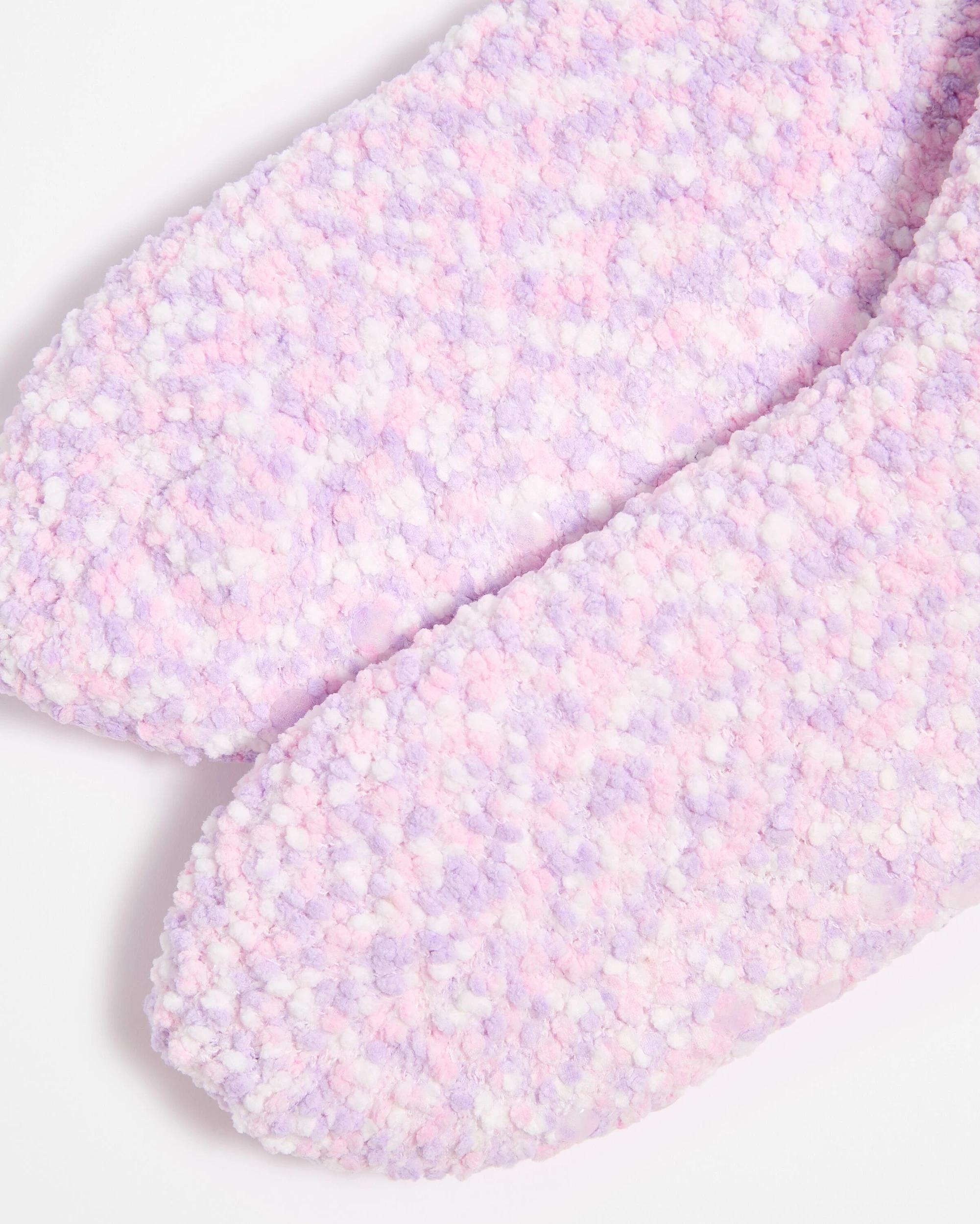 2 Target Woman Pom Pom Sherpa Lined Crew Home Socks PURPLE, 2 of 3