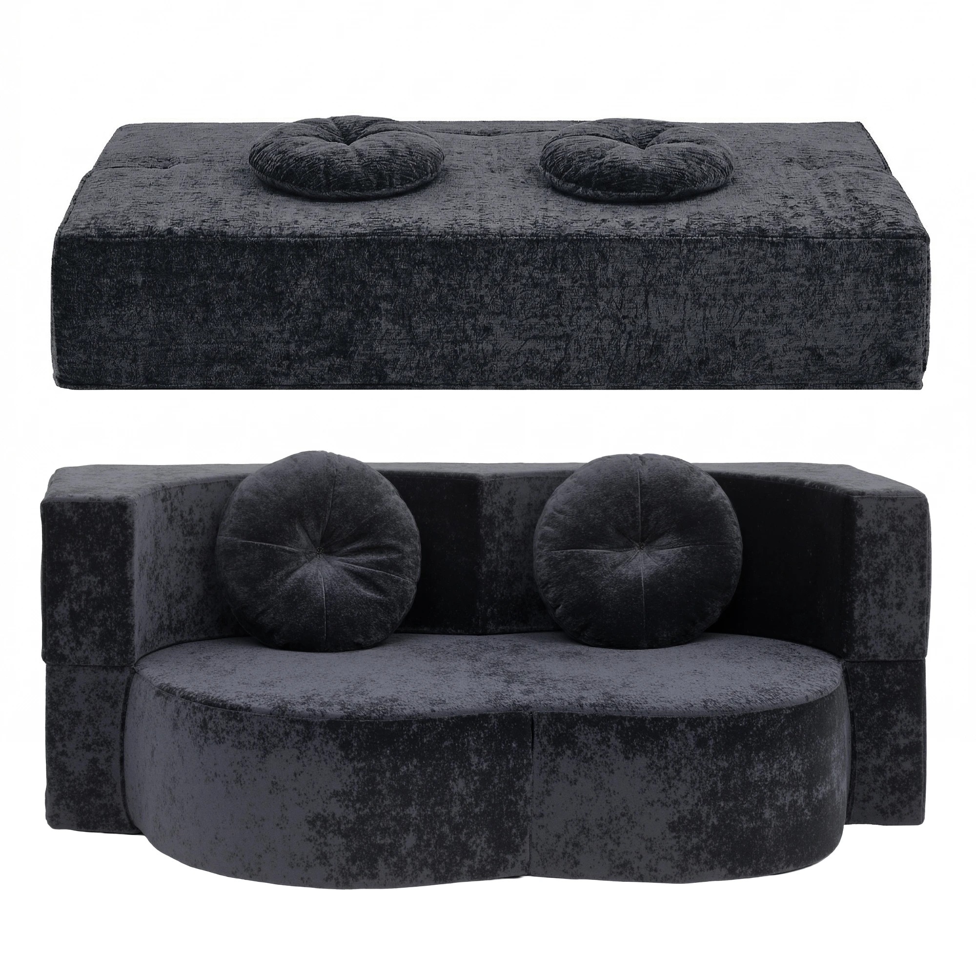 3 Artiss Convertible Compressed Sofa Bed 2 in 1 Comfort Curved Sleeper Couch - Grey, 3 of 9