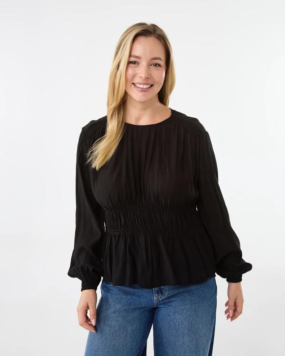 Long Sleeve Shirred Detail Top