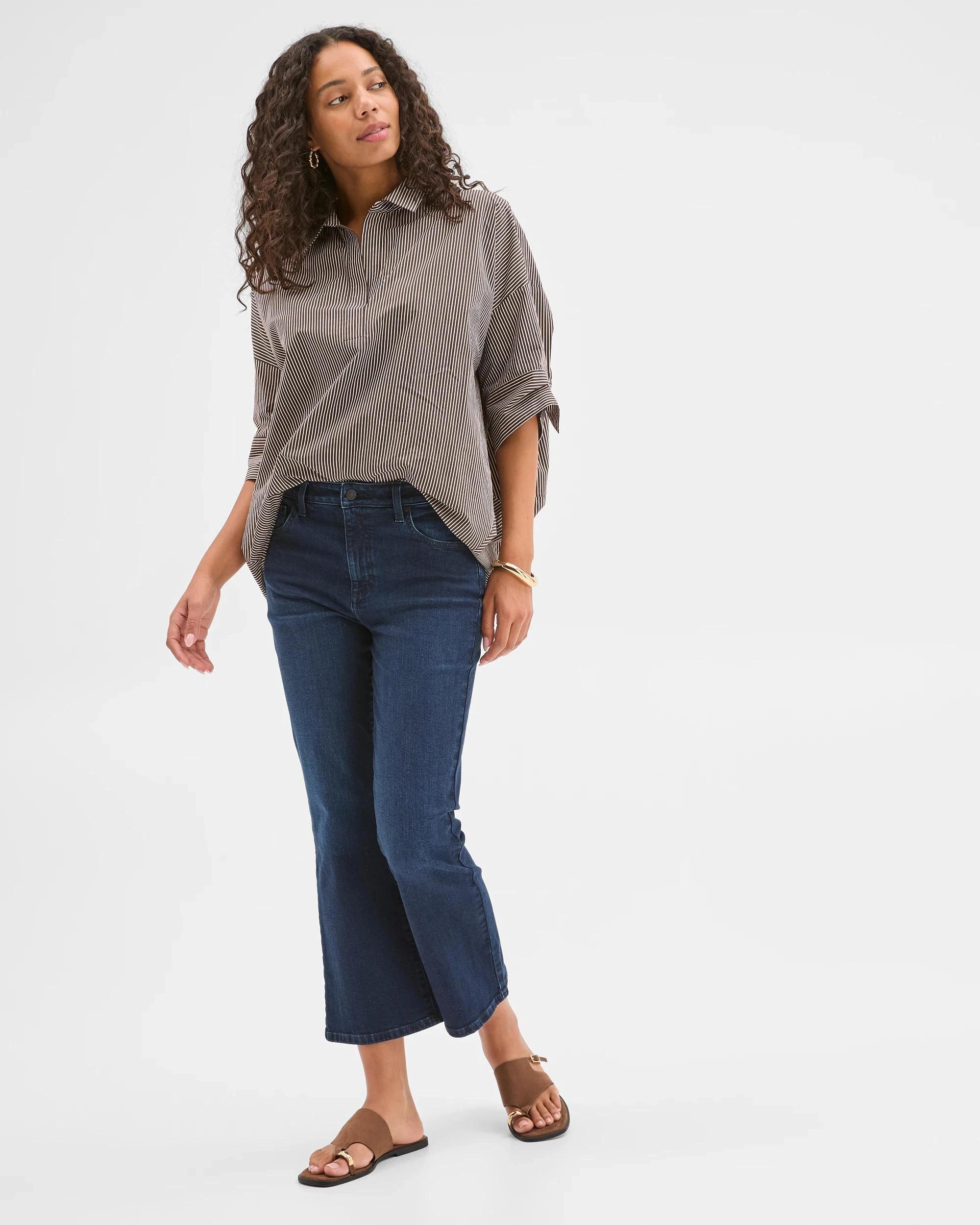 3 Target Mid Rise Crop Length Kick Flare Denim Jeans MIDNIGHT BLUE, 3 of 10