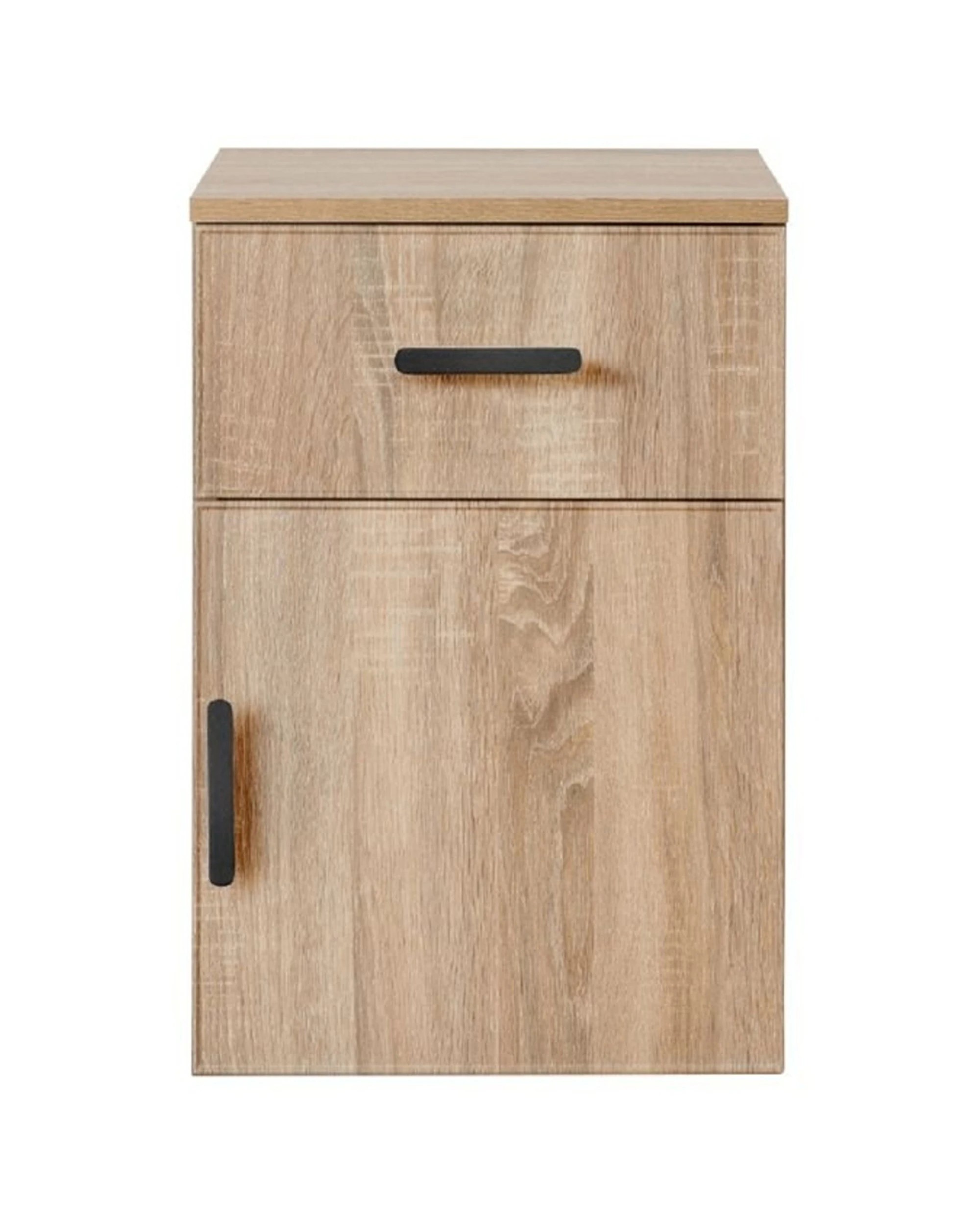 1 European Cabinetry Porto Oak Slim Bedside Table Oval Handle - Natural, 1 of 4