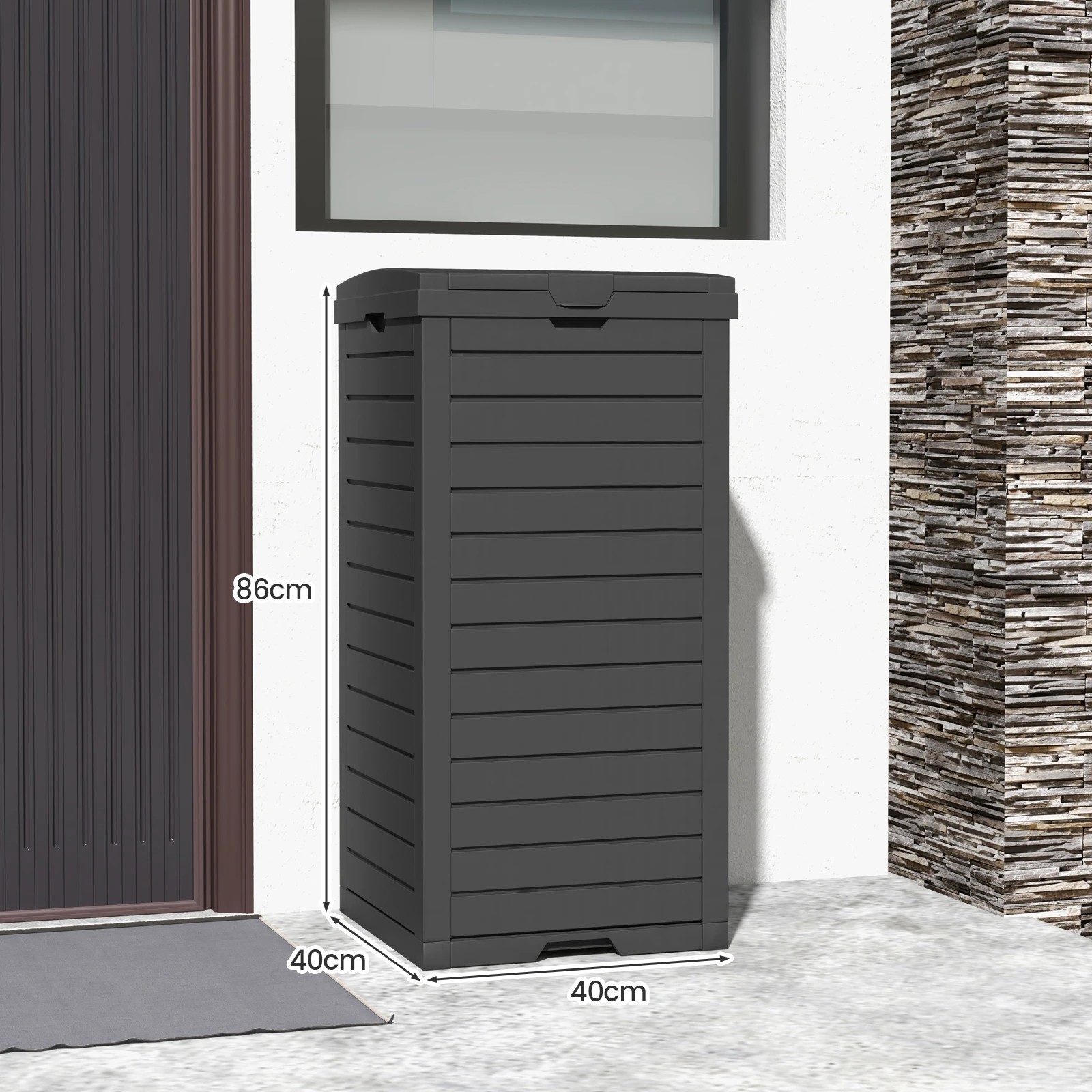 2 Costway 117L Outdoor Trash Can Waterproof Garbage Container - Black, 2 of 2