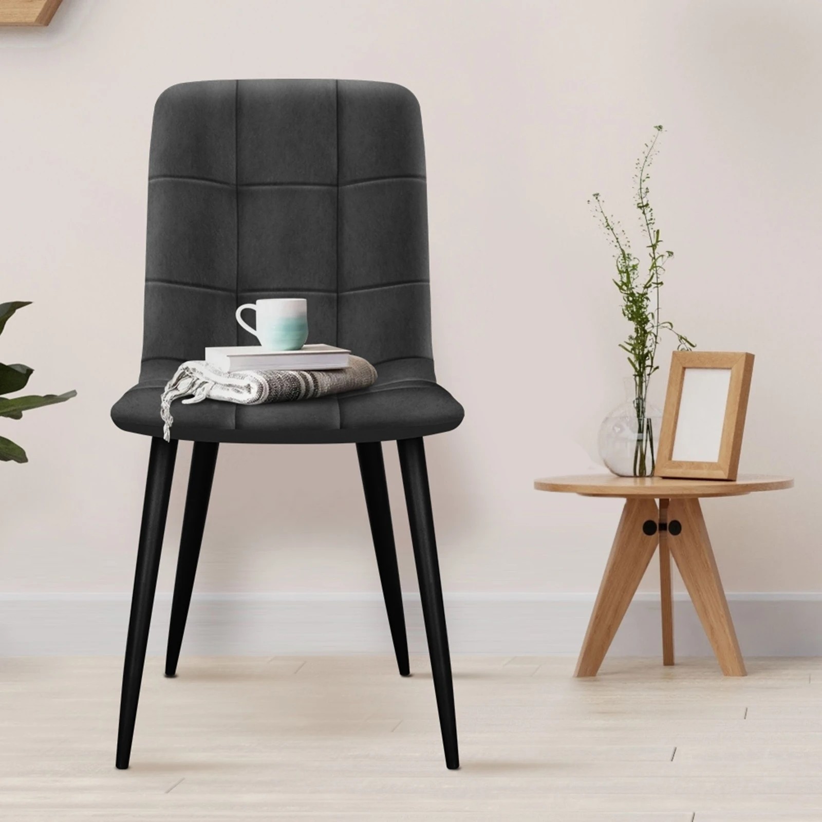 10 Alfordson 4x Dining Chair Kitchen Lounge Cafe Elegant Retro Seat Suede Dark - Grey, 10 of 10