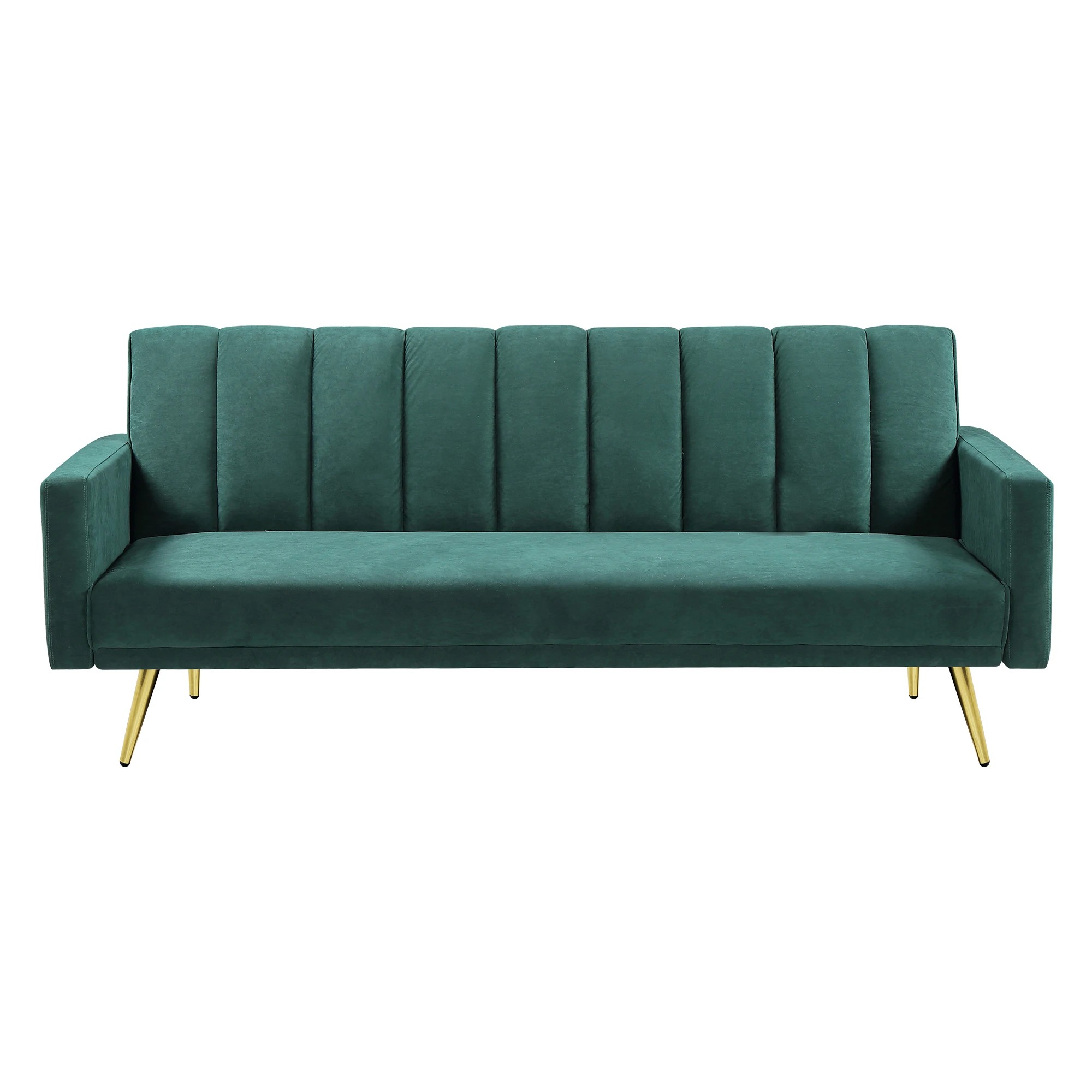 1 Levede 3 Seater Velvet Sofa Bed - Green, 1 of 5