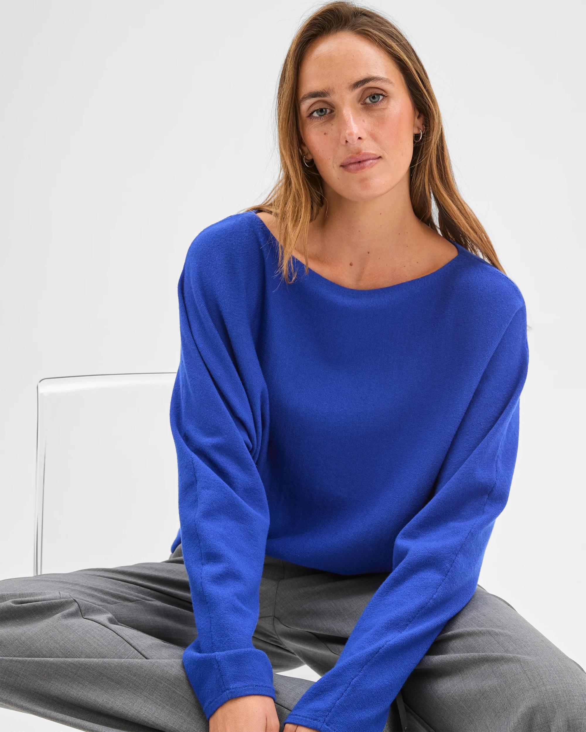 1 Preview Dolman Sleeve Boat Neck Knit Jumper COBALT, 1 of 6
