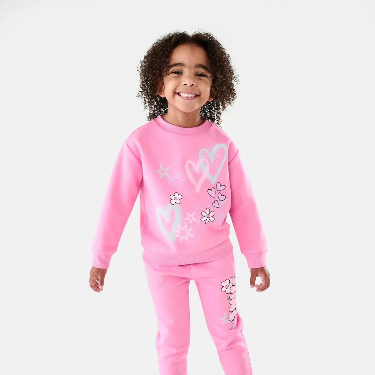 1 Print Crew Neck Sweatshirt Hearts, 1 of 9
