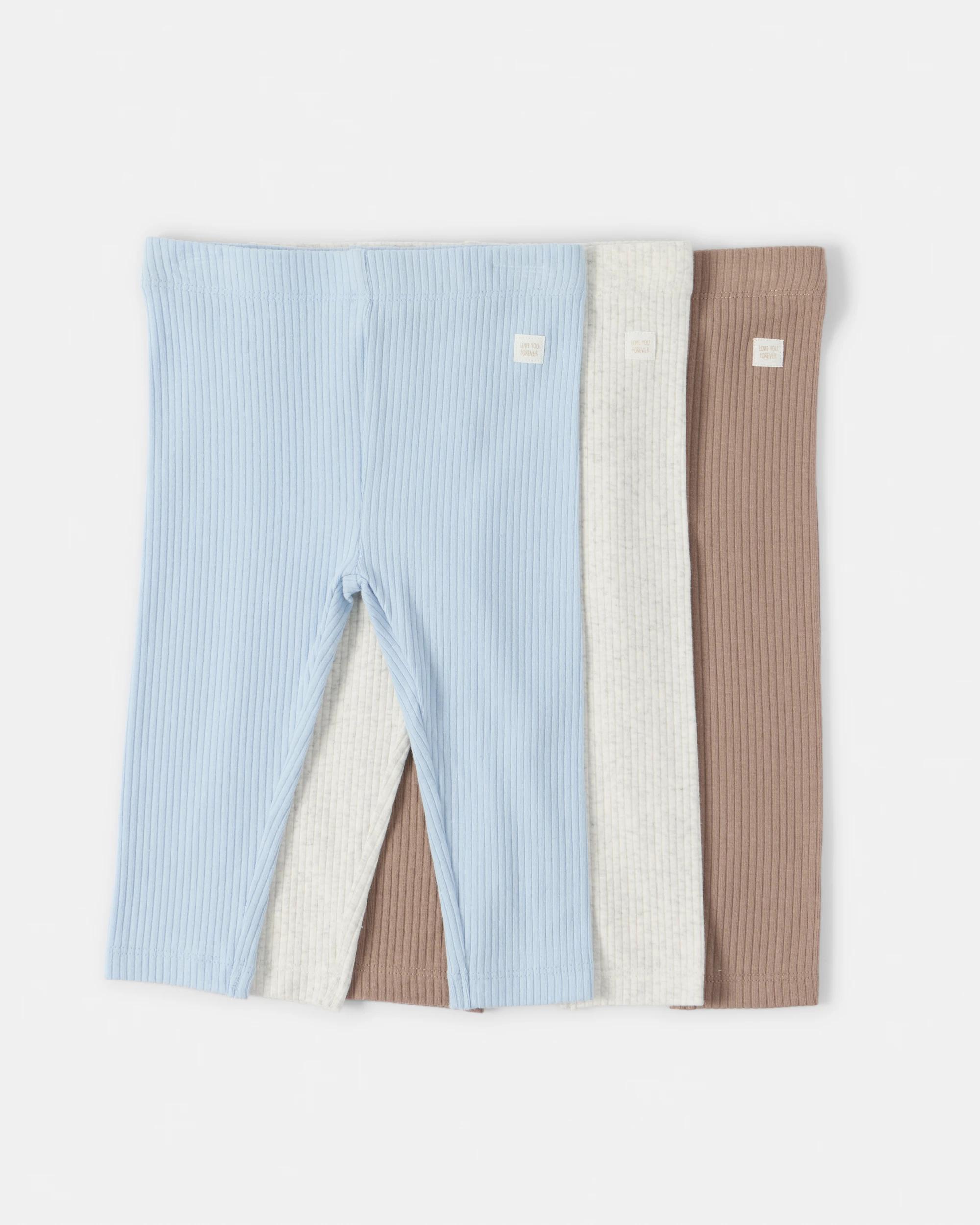 1 3 Pack Cotton Rib Leggings Blu Mpack, 1 of 5